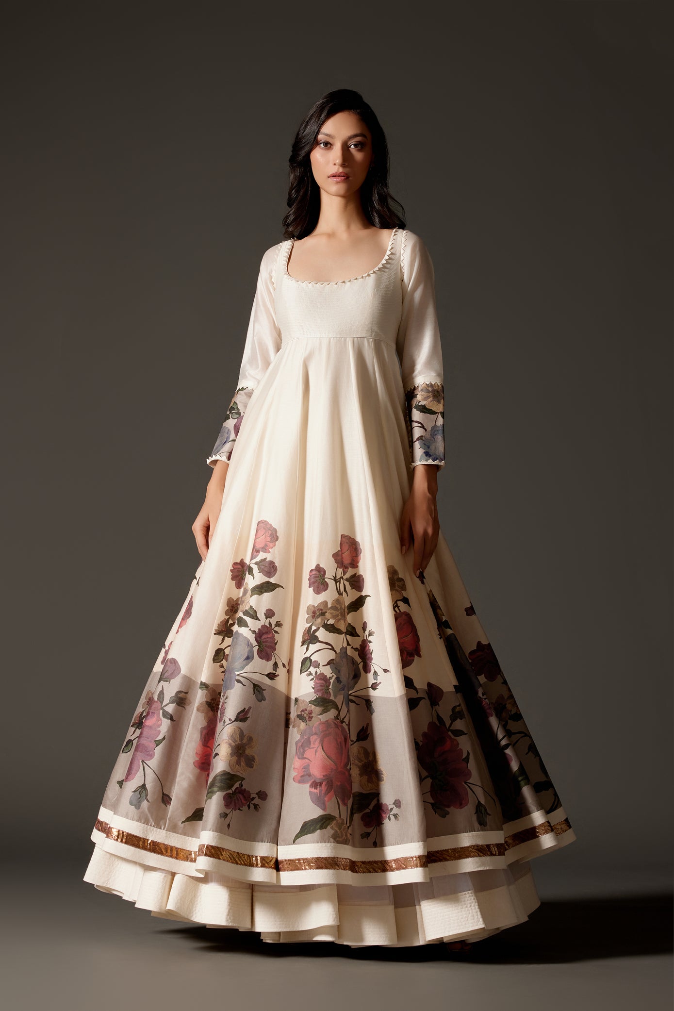 Ivory Printed Anarkali Set