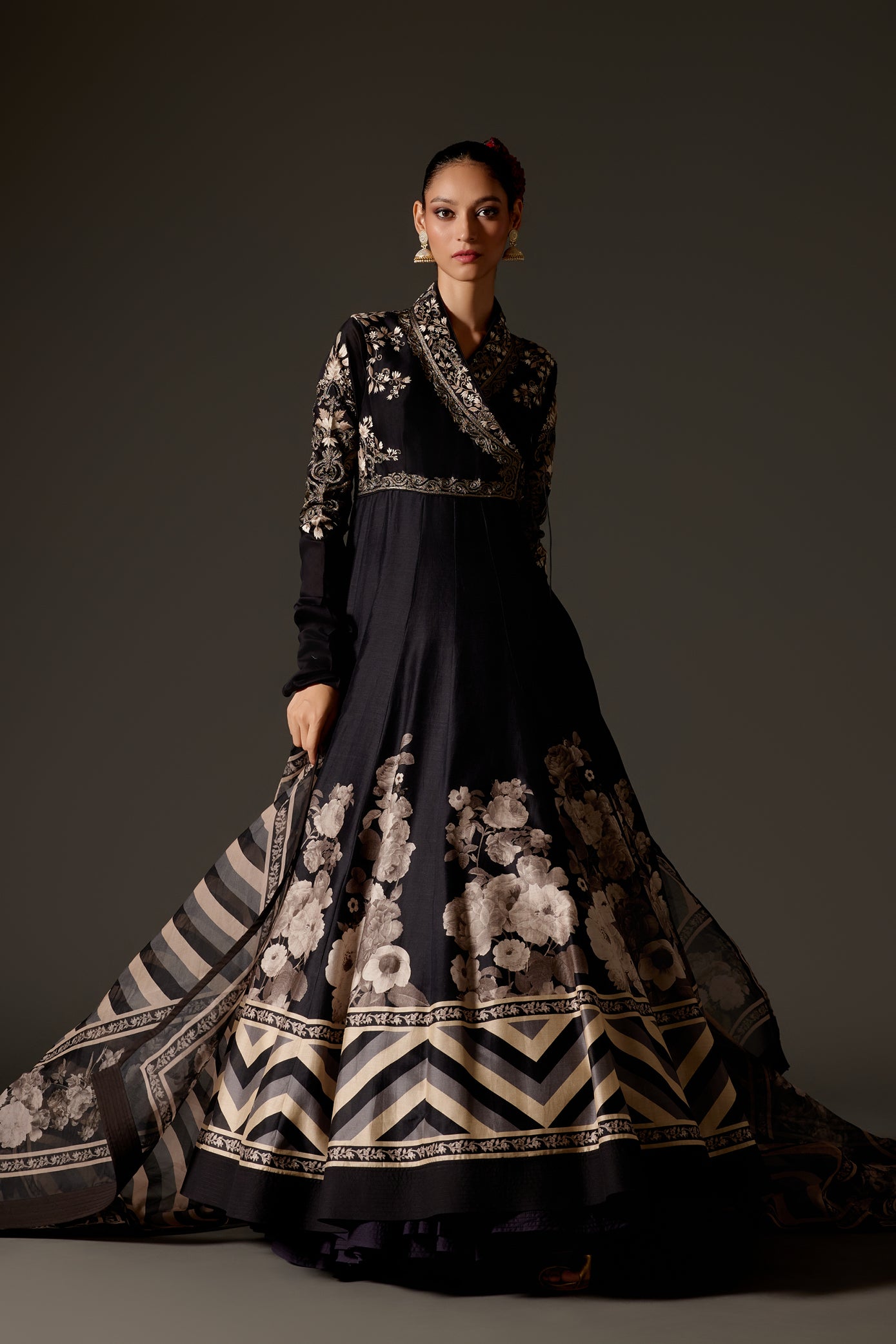 Digital Print Chanderi Anarkali Set