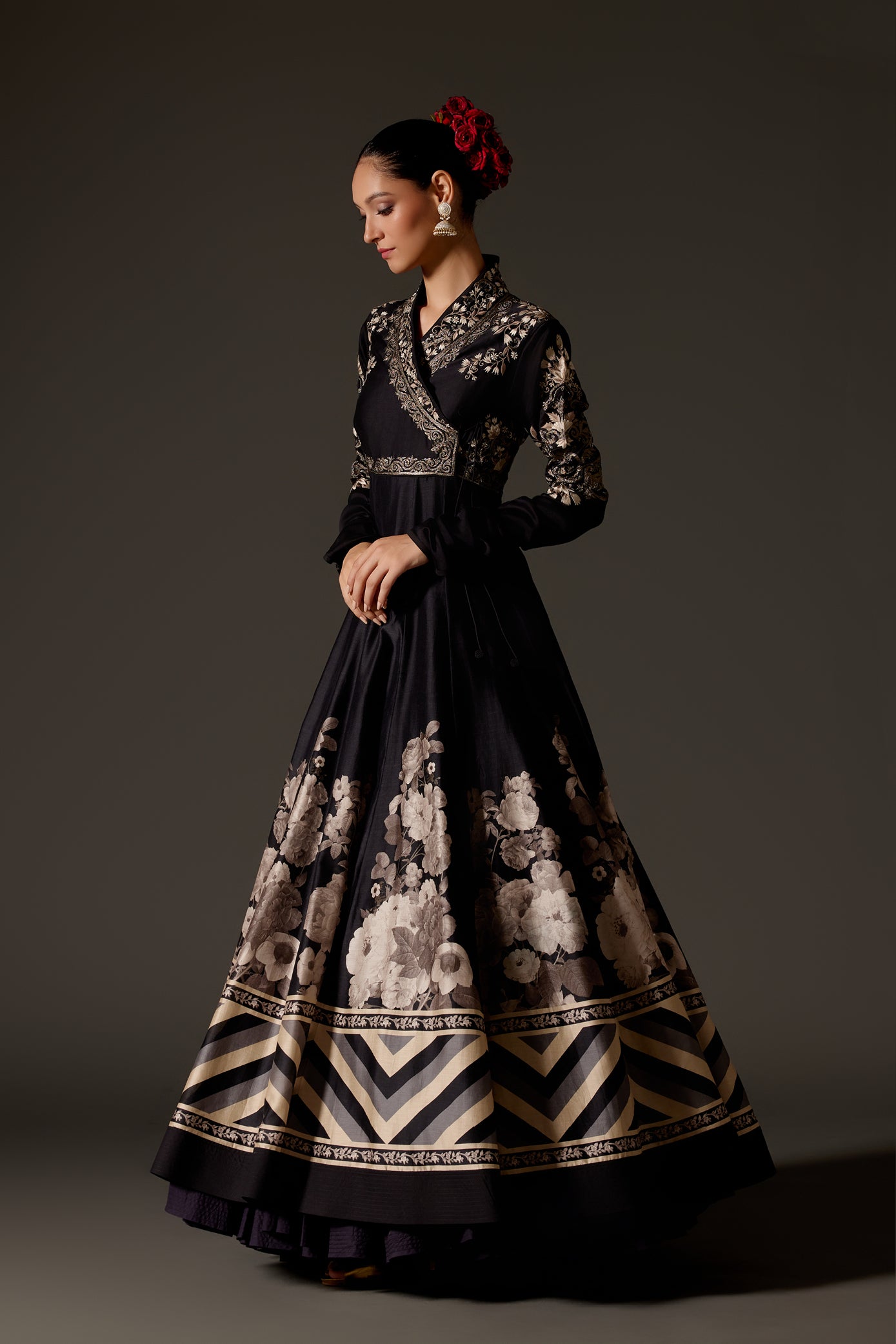 Digital Print Chanderi Anarkali Set