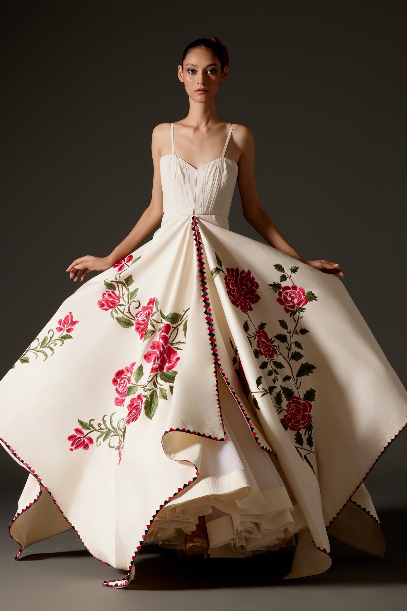 Ivory Embroidered Chanderi Anarkali Set