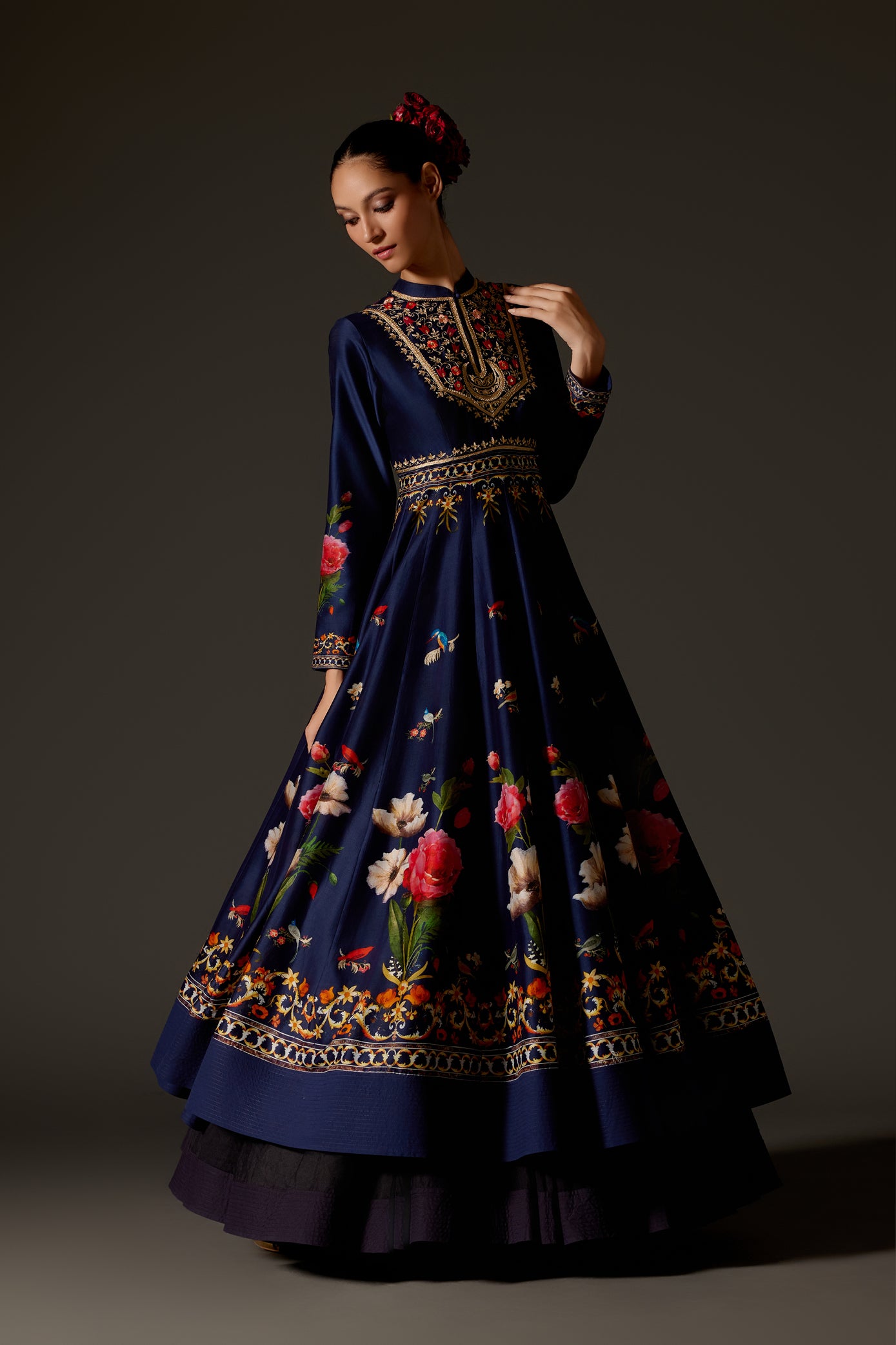 Indigo Chanderi Anarkali Set