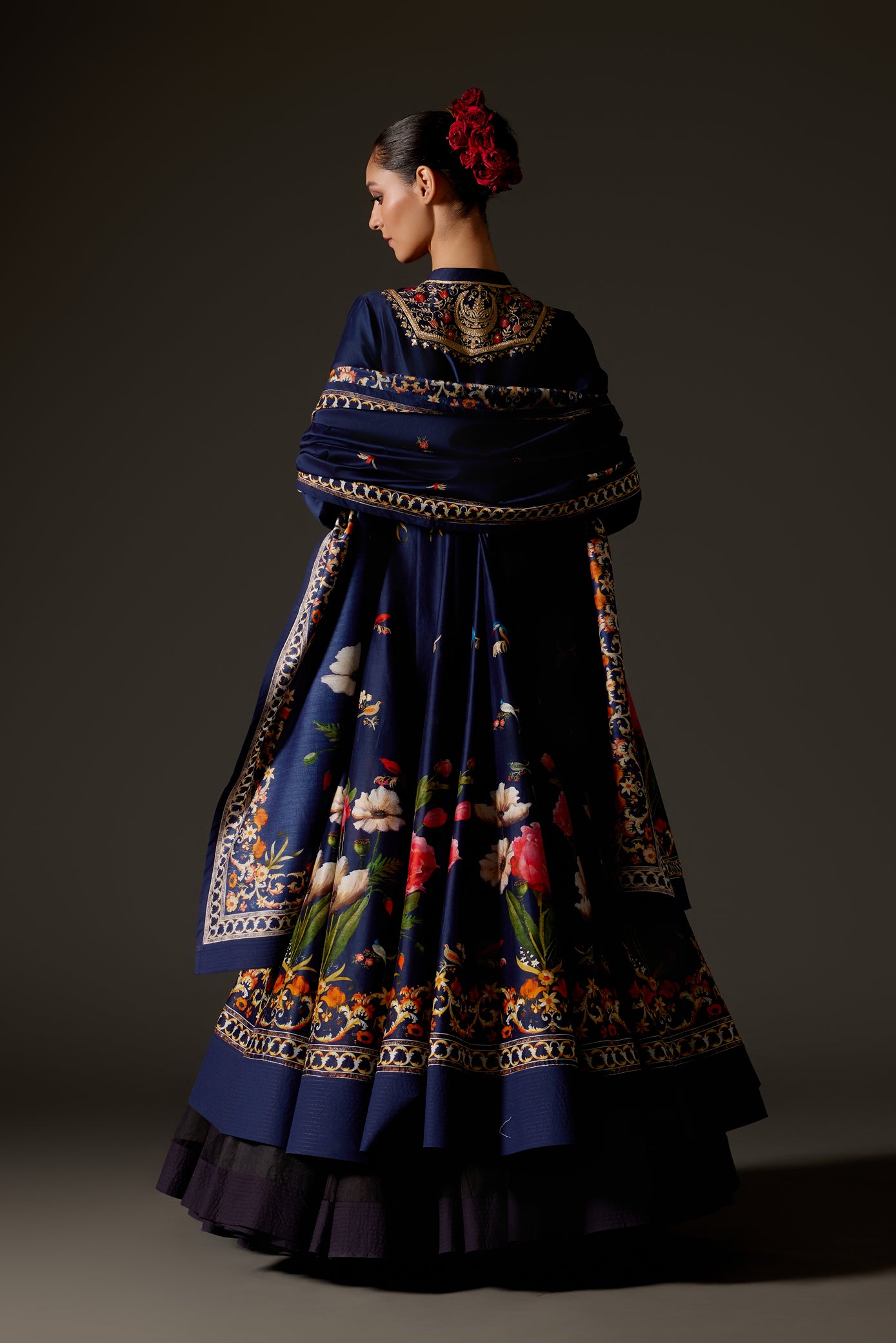 Indigo Chanderi Anarkali Set