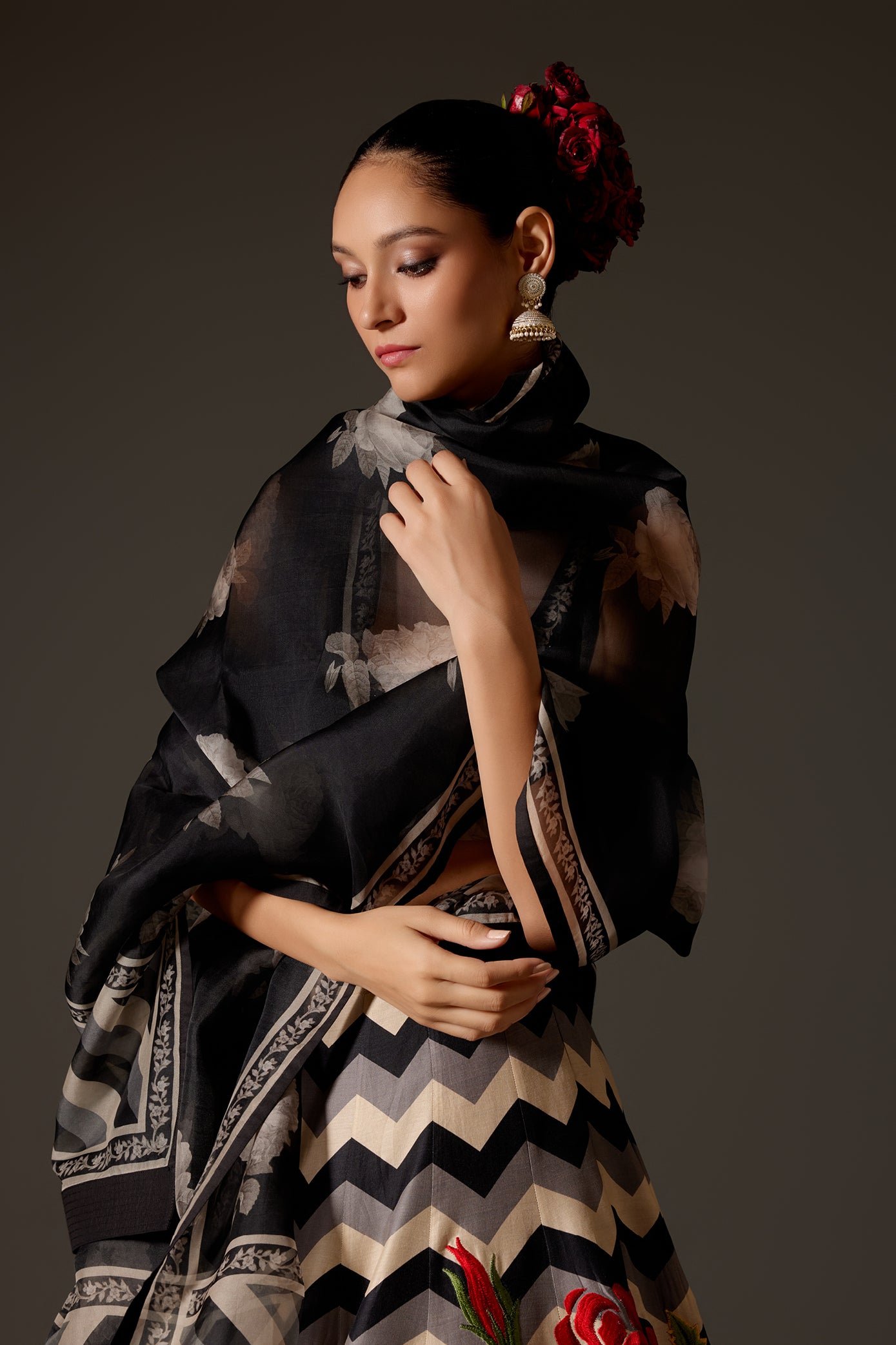 Chanderi Lehenga Set With Organza Dupatta