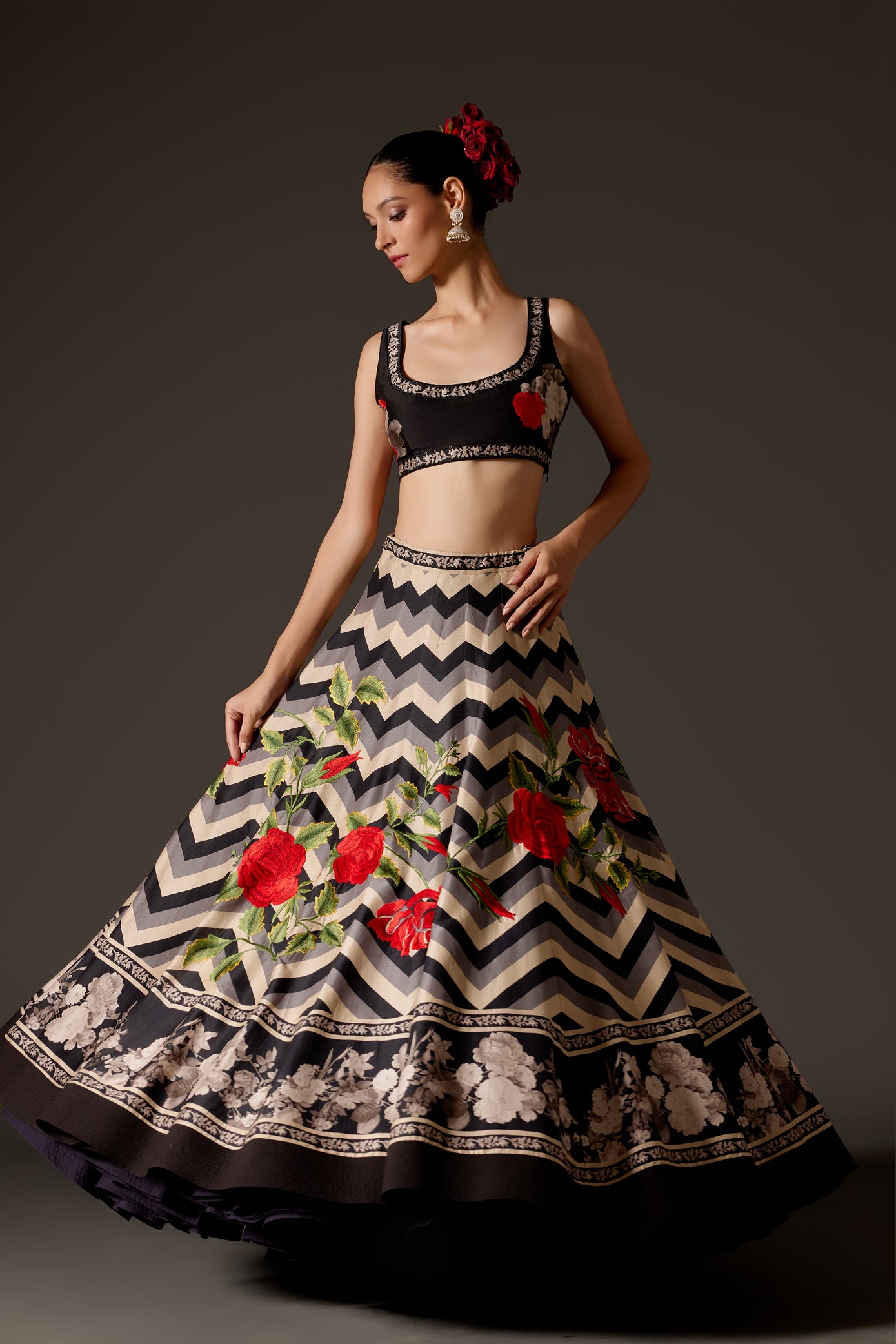 Chanderi Lehenga Set With Organza Dupatta