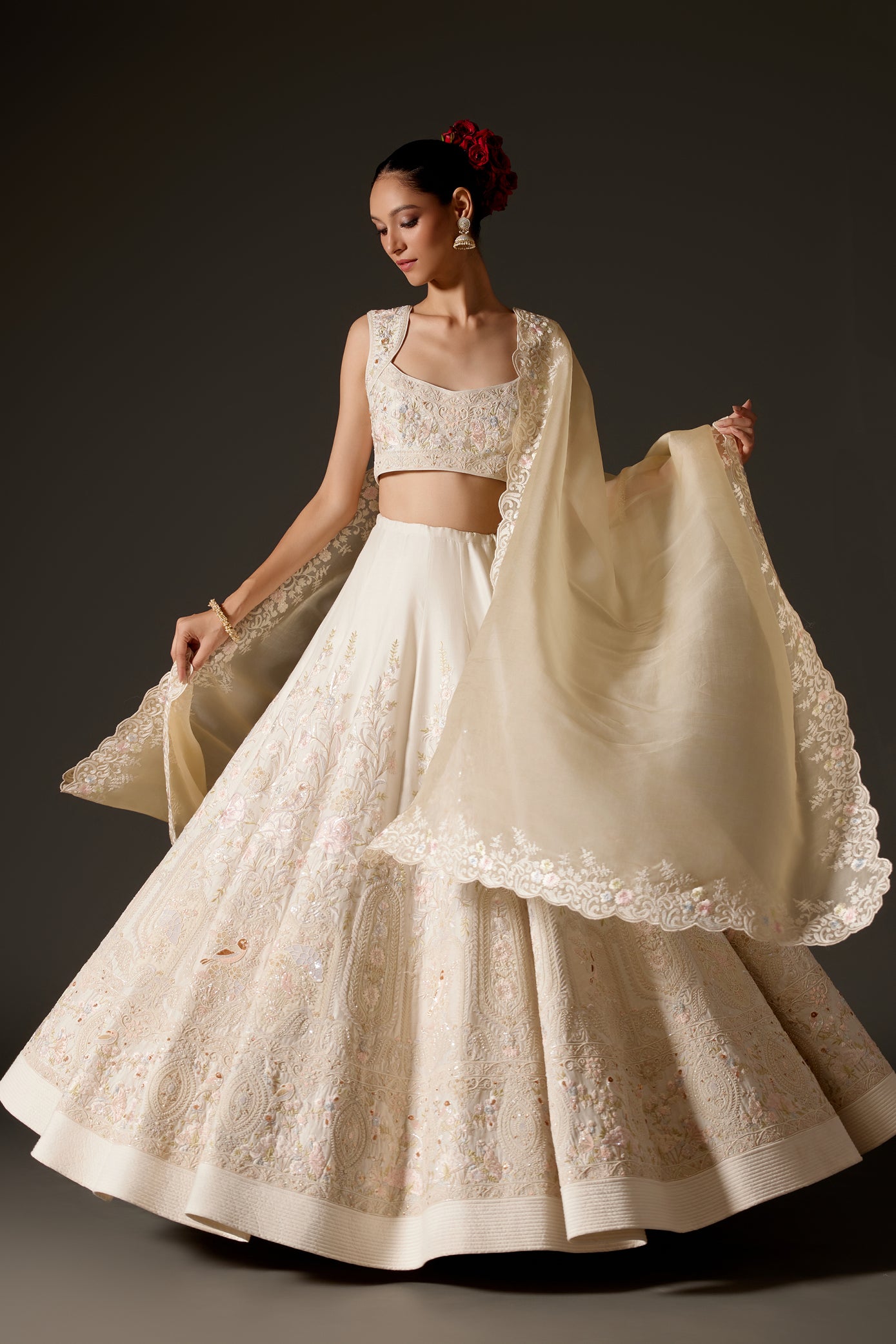 Ivory Chanderi Lehenga