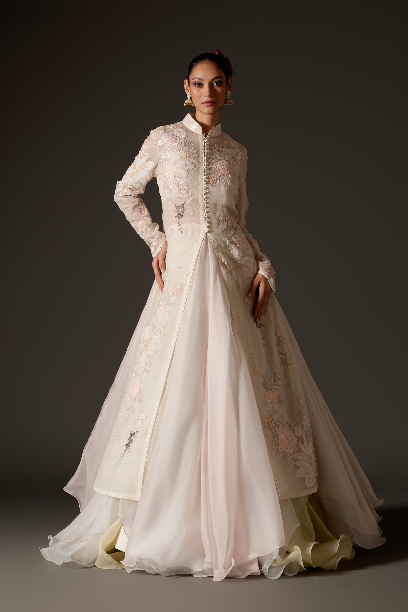 Ivory Long Jacket Hand Embroidery
