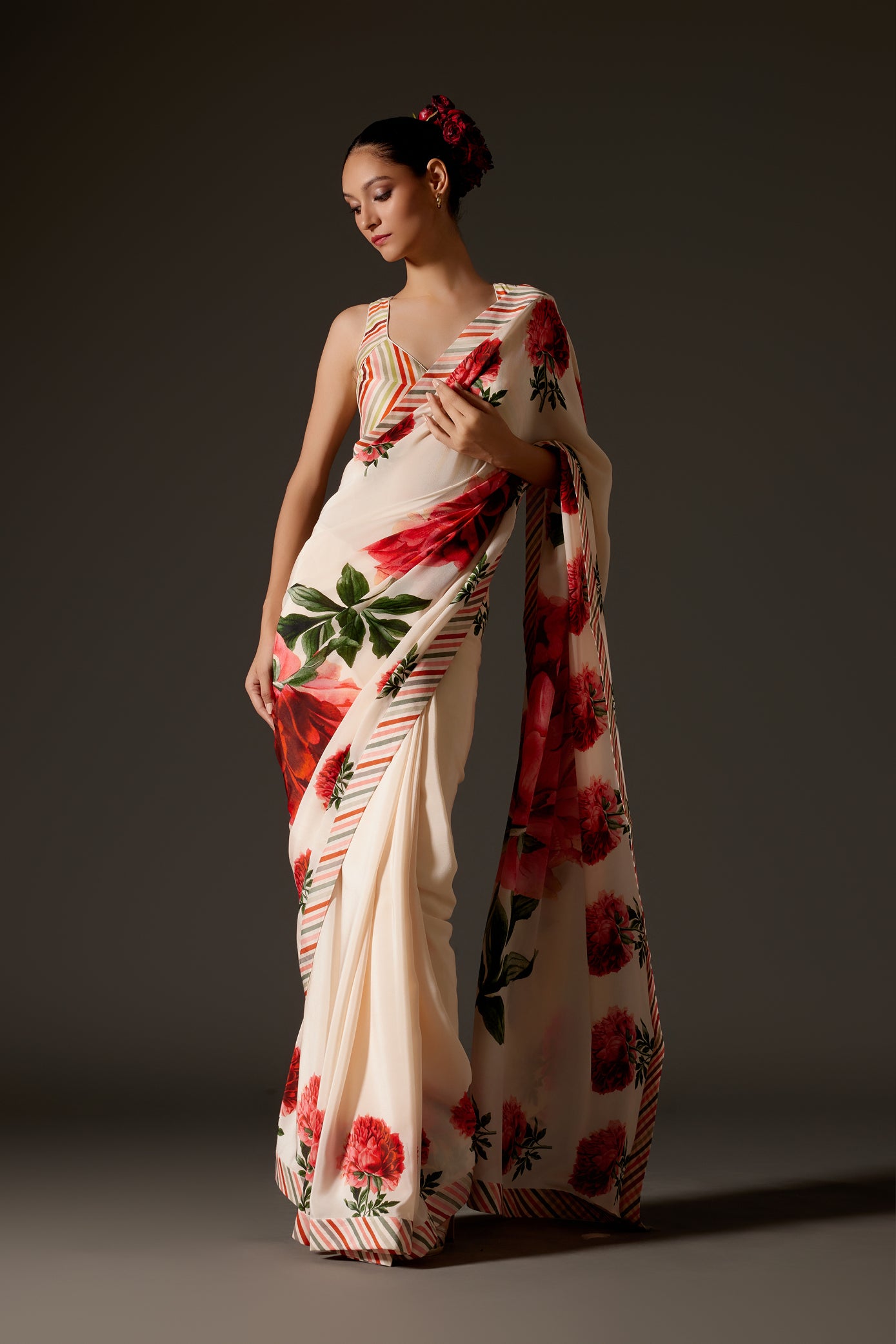 Elegant Powder Pink Organza Saree