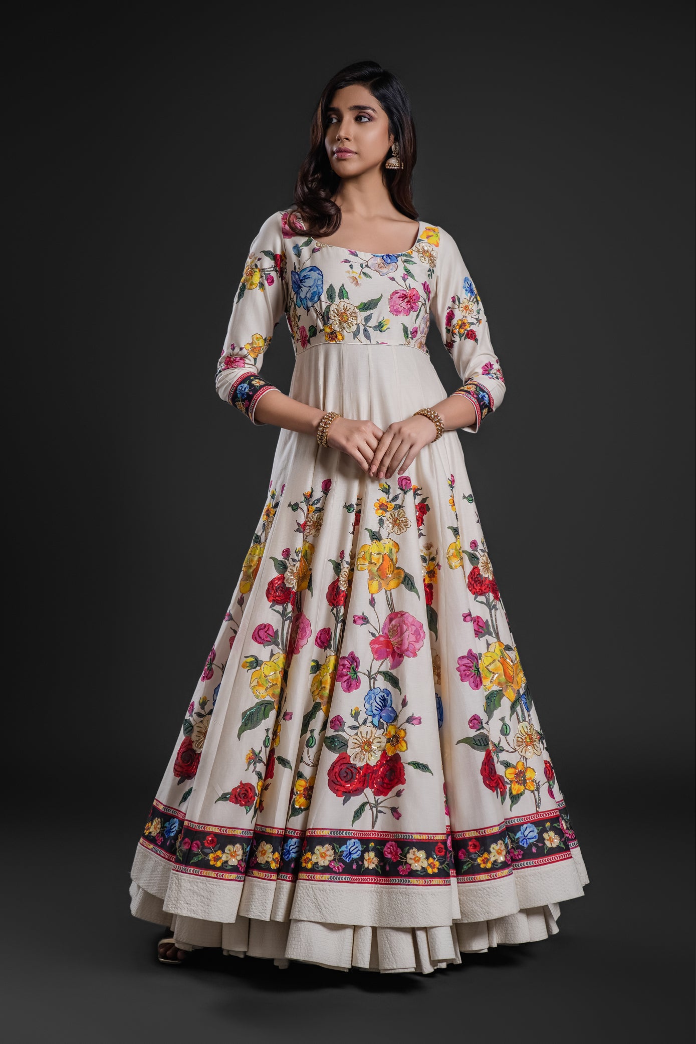 Embroidered Chanderi Anarkali Set