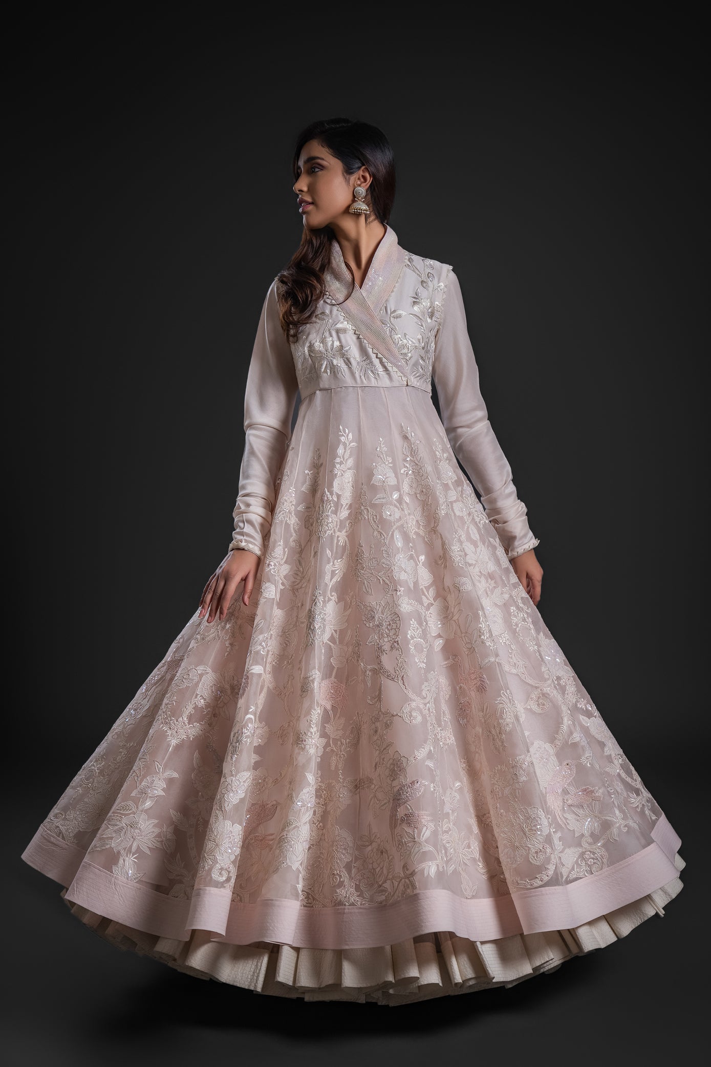 Pink Organza Anarkali Set