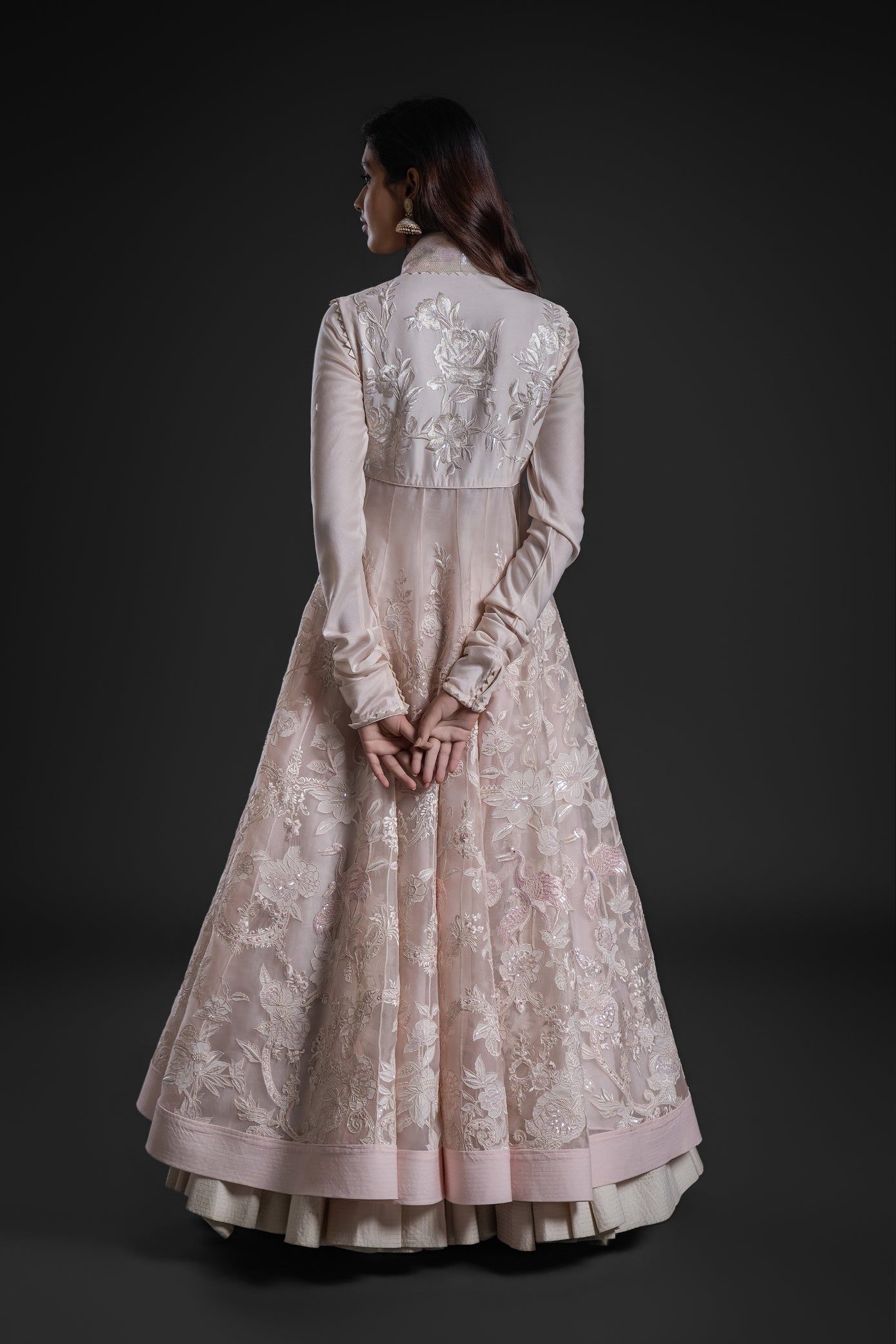 Pink Organza Anarkali Set