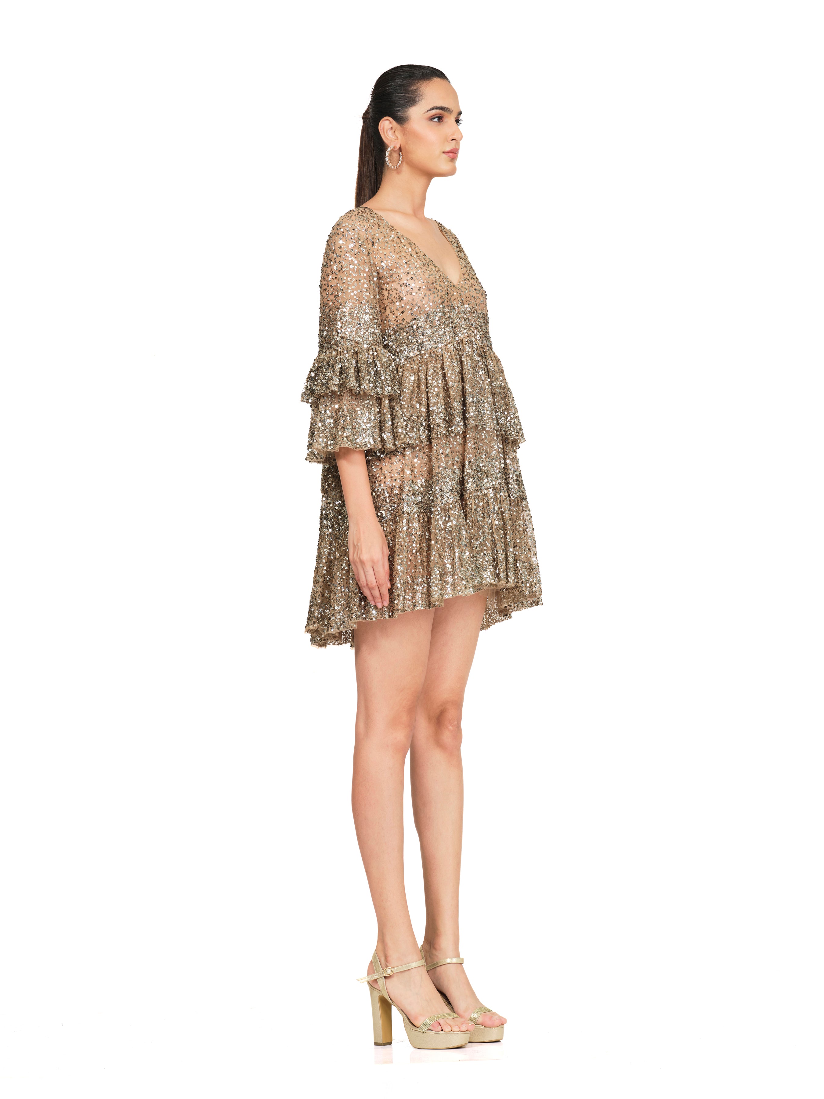 Embroidered Frill Dress