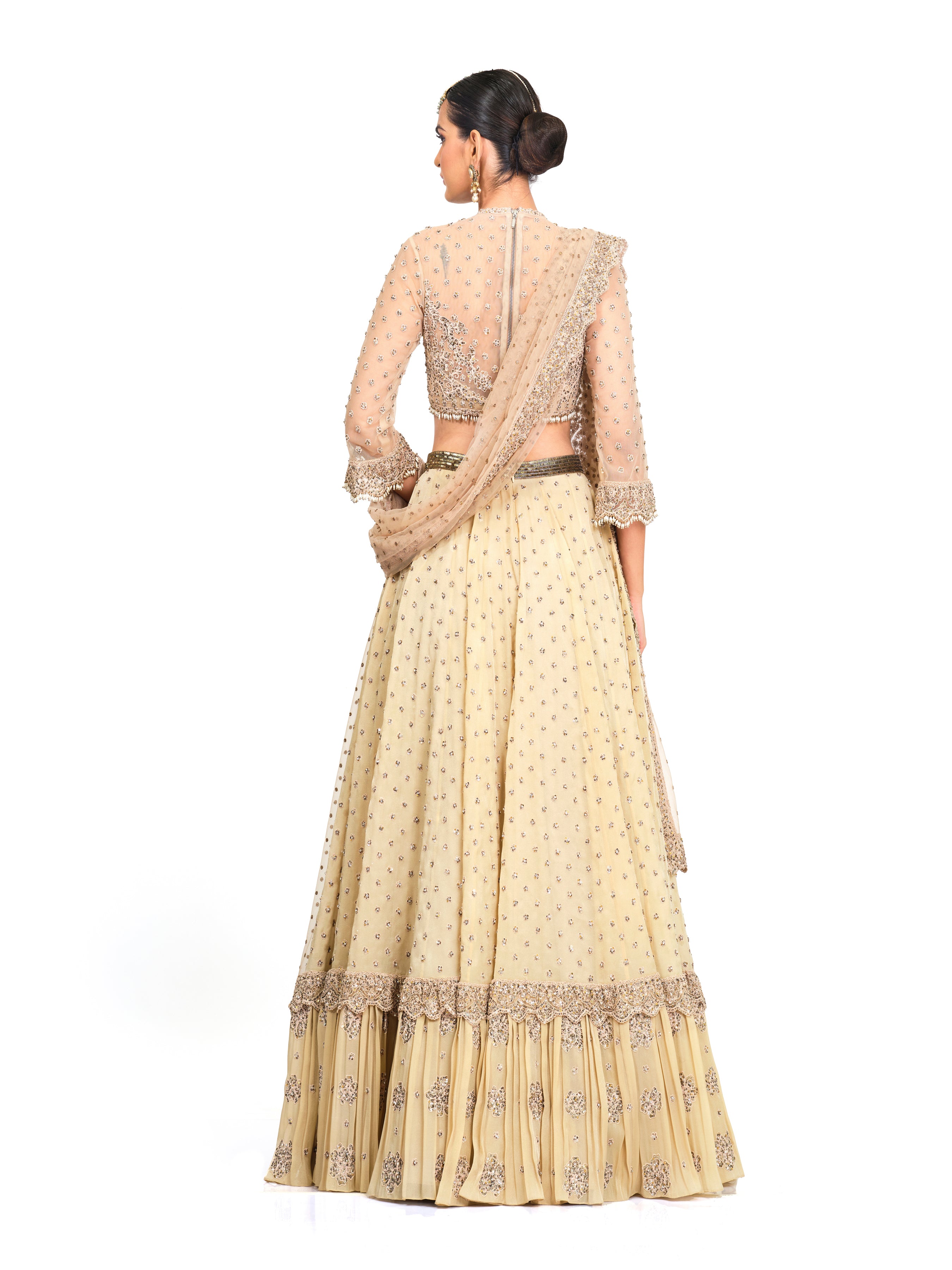 Beige Heavy Embroidered Lehenga With Dupatta