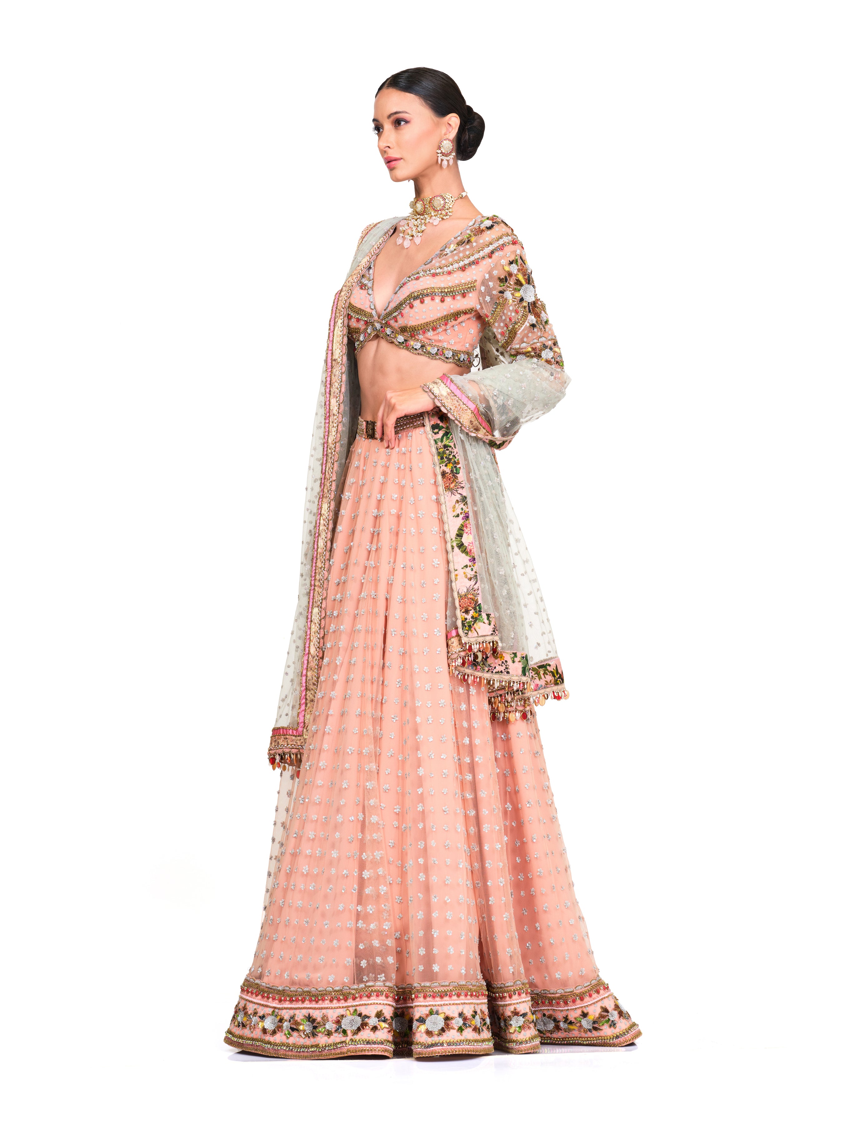 Hand Embroidered Lehenga With Dupatta