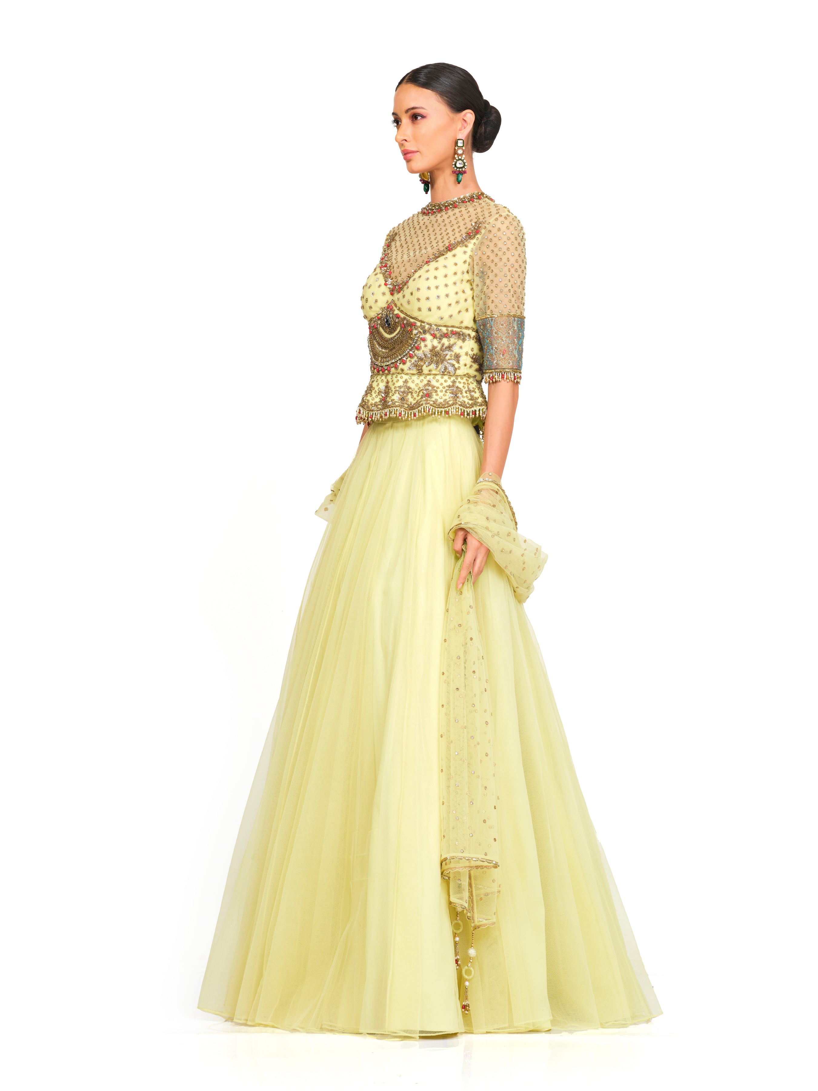 Tulle Lehenga With Peplum Blouse