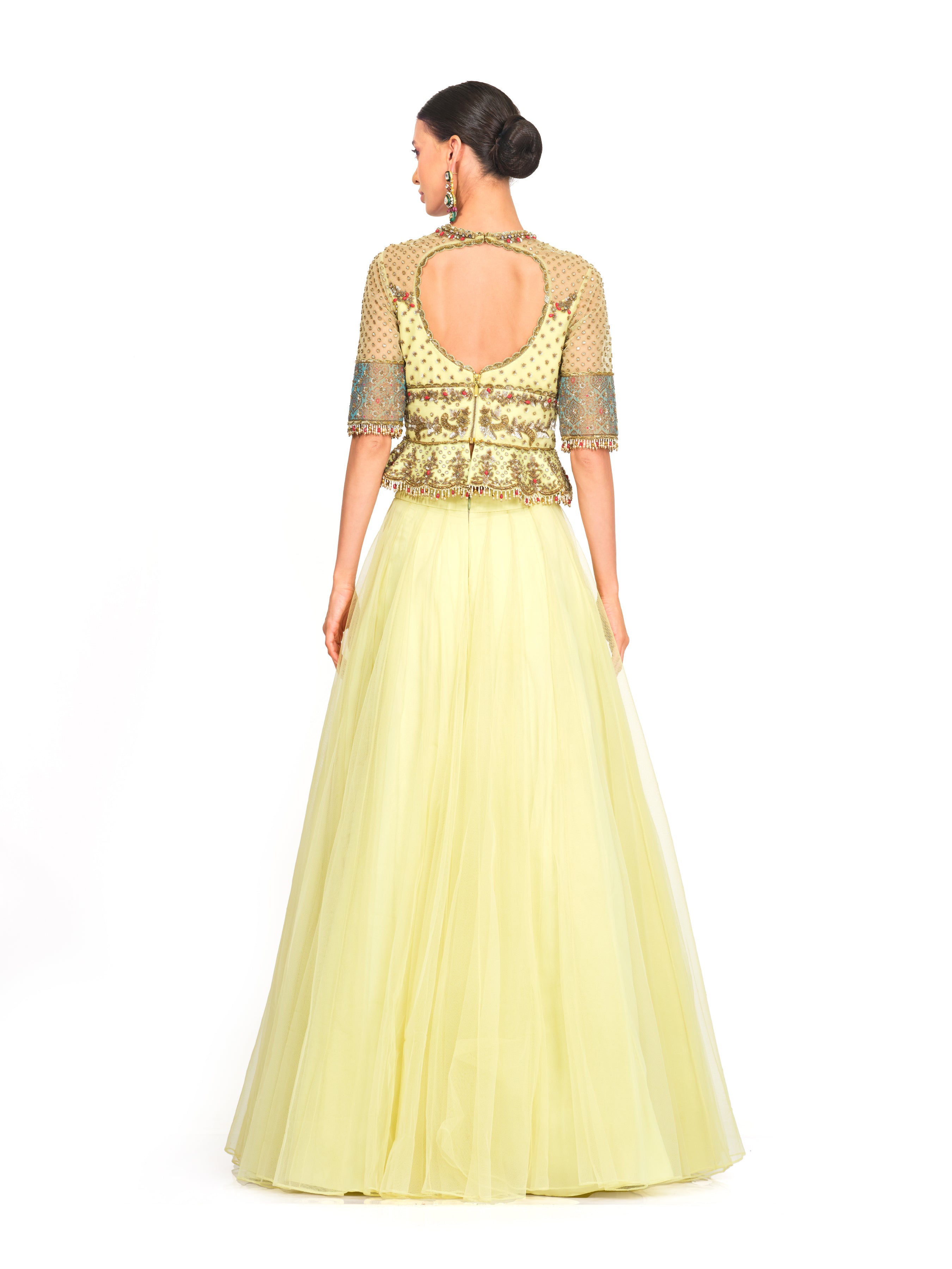 Tulle Lehenga With Peplum Blouse