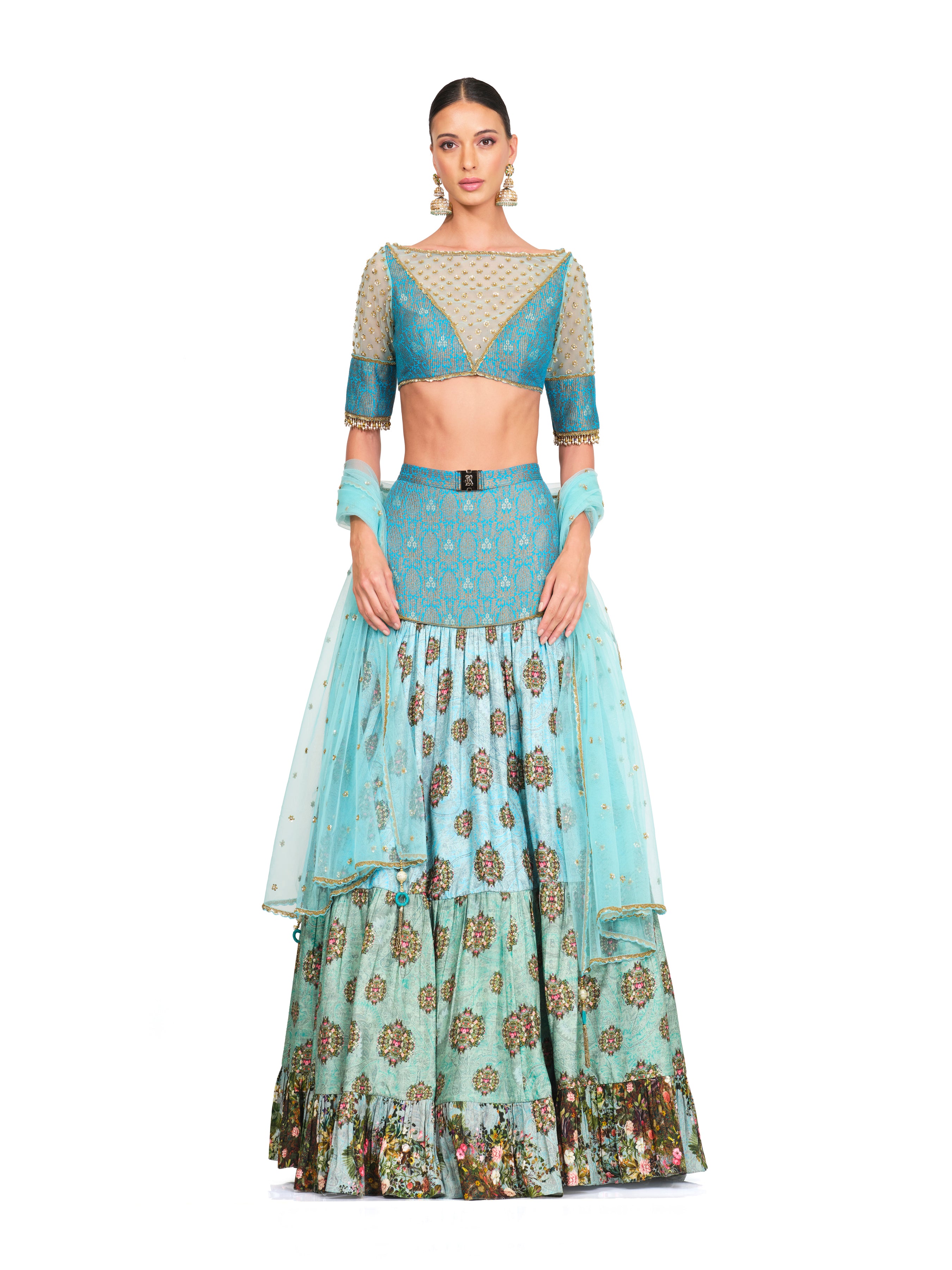 Brocade Lehenga With Sequin Blouse