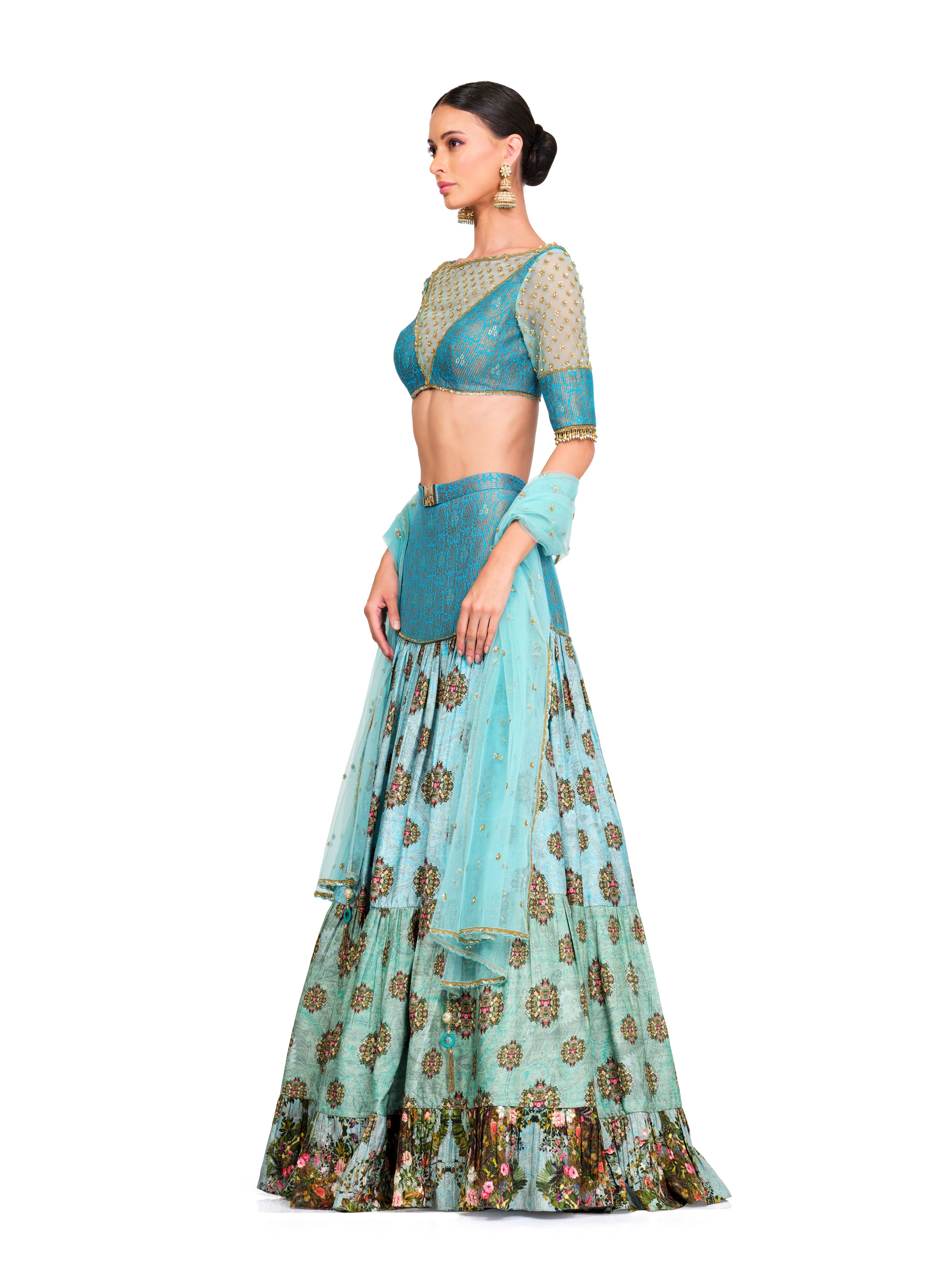 Brocade Lehenga With Sequin Blouse