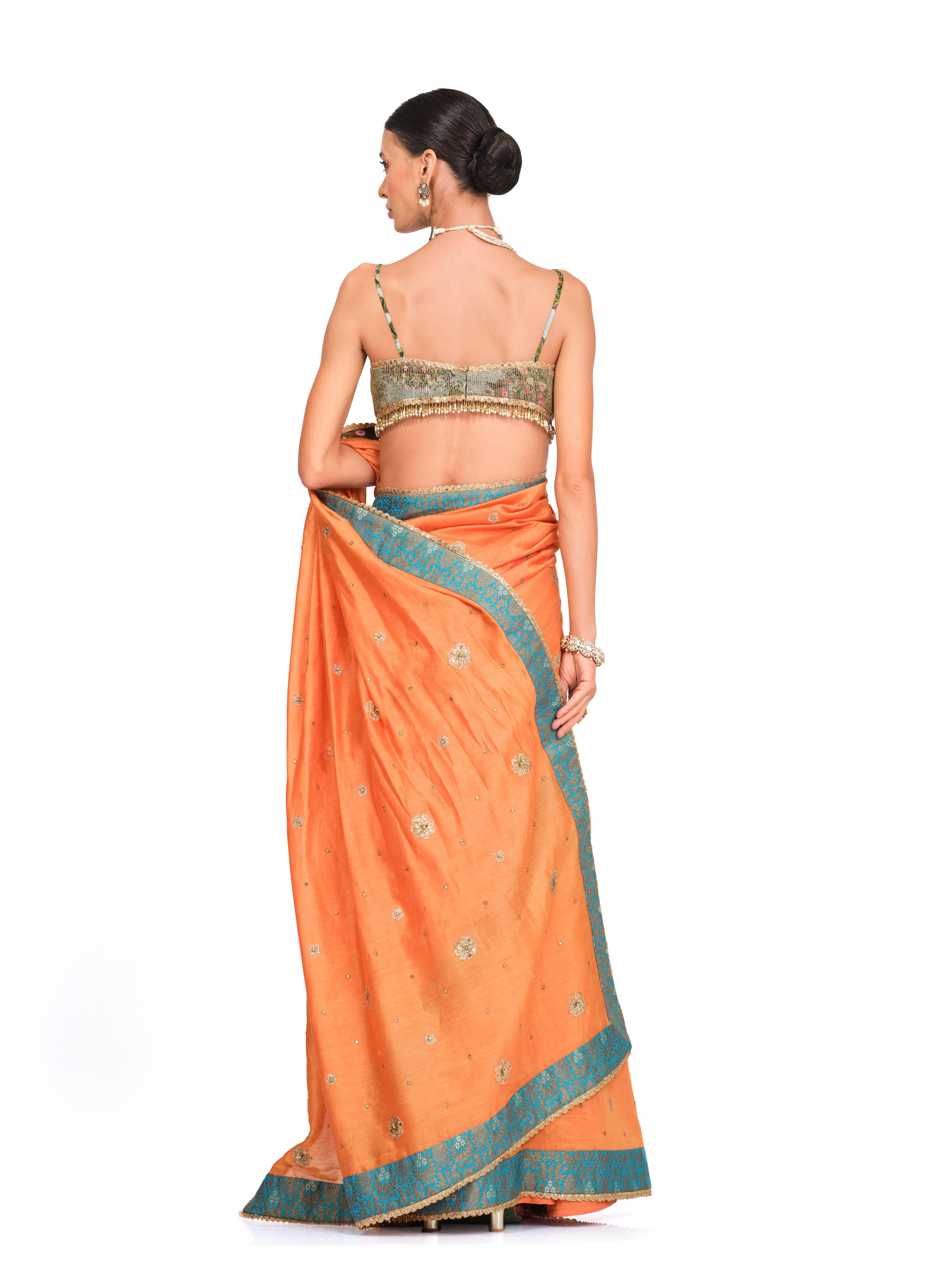 Chanderi Saree With Brocade Tassel Blouse