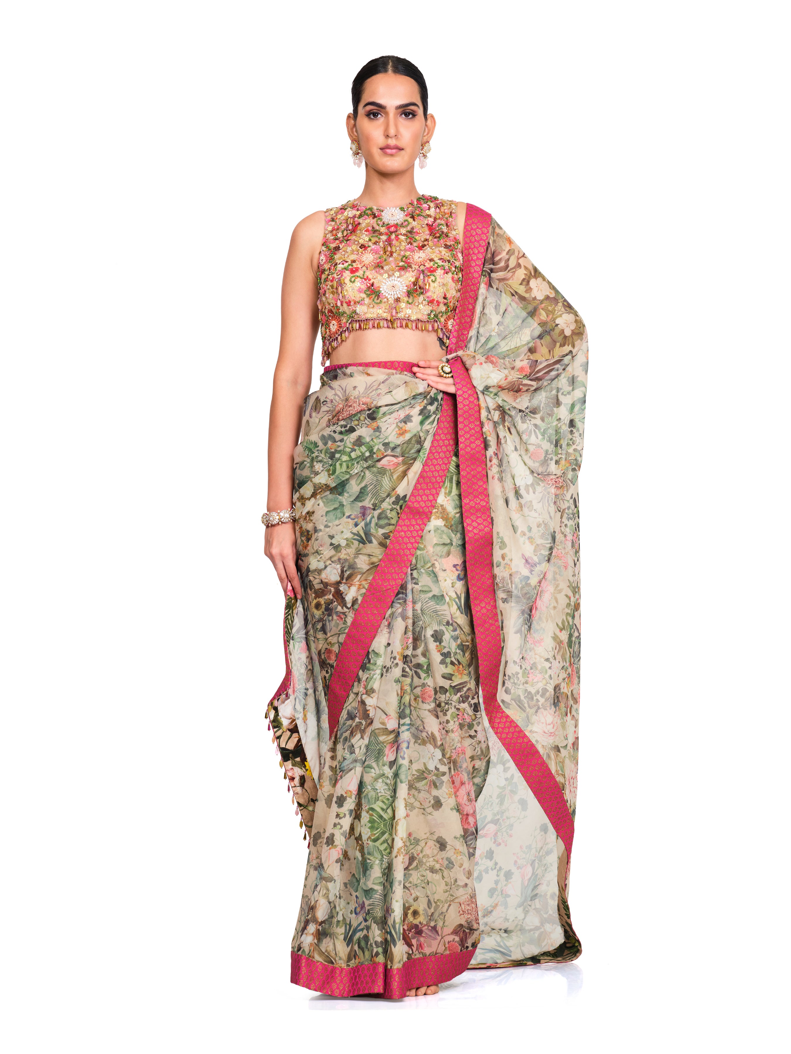 Organza Saree With Tassel Blouse