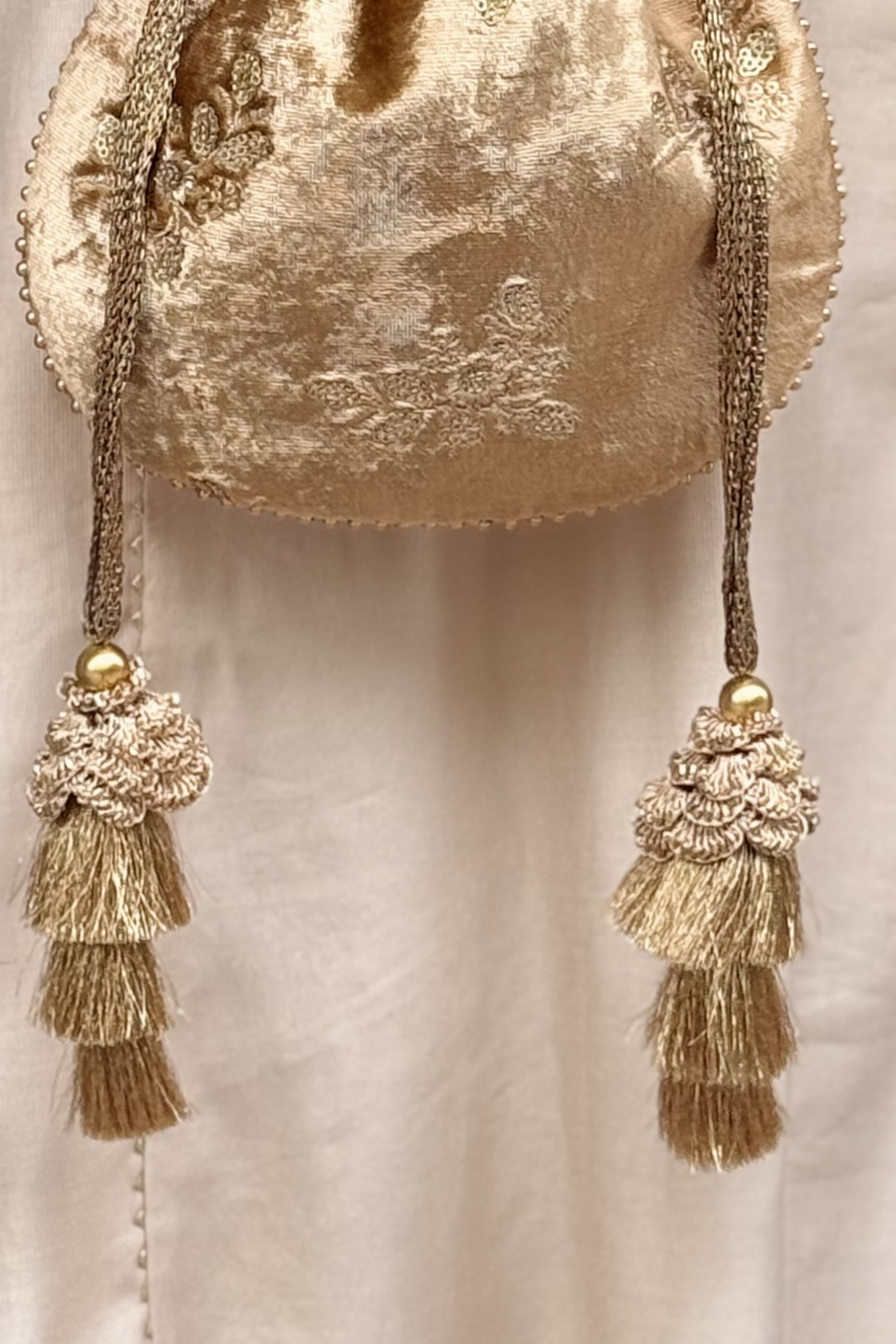 Ras Velvet Embroidered Potli - Gold