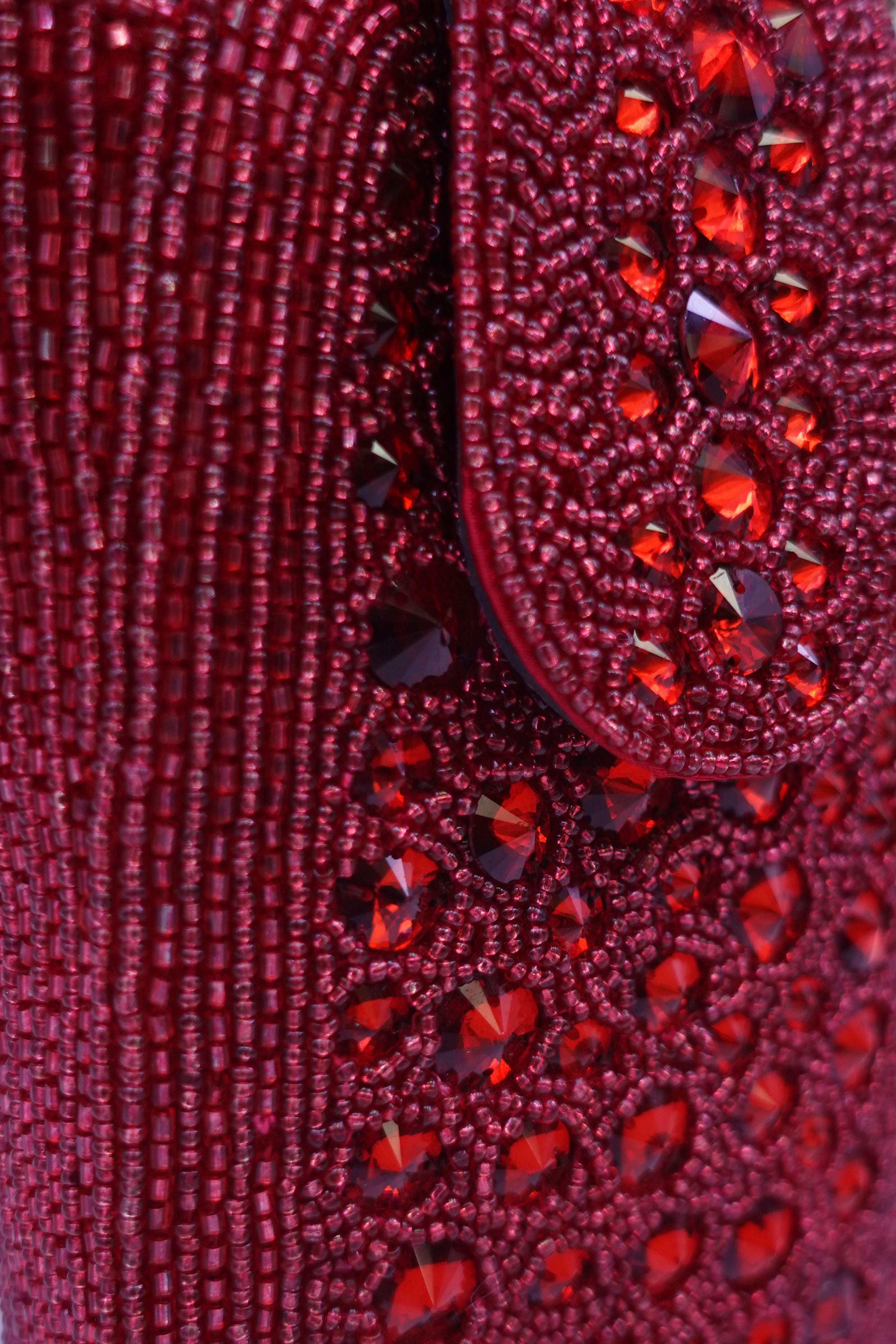 Red Maroon Crystal Embellished Clutch