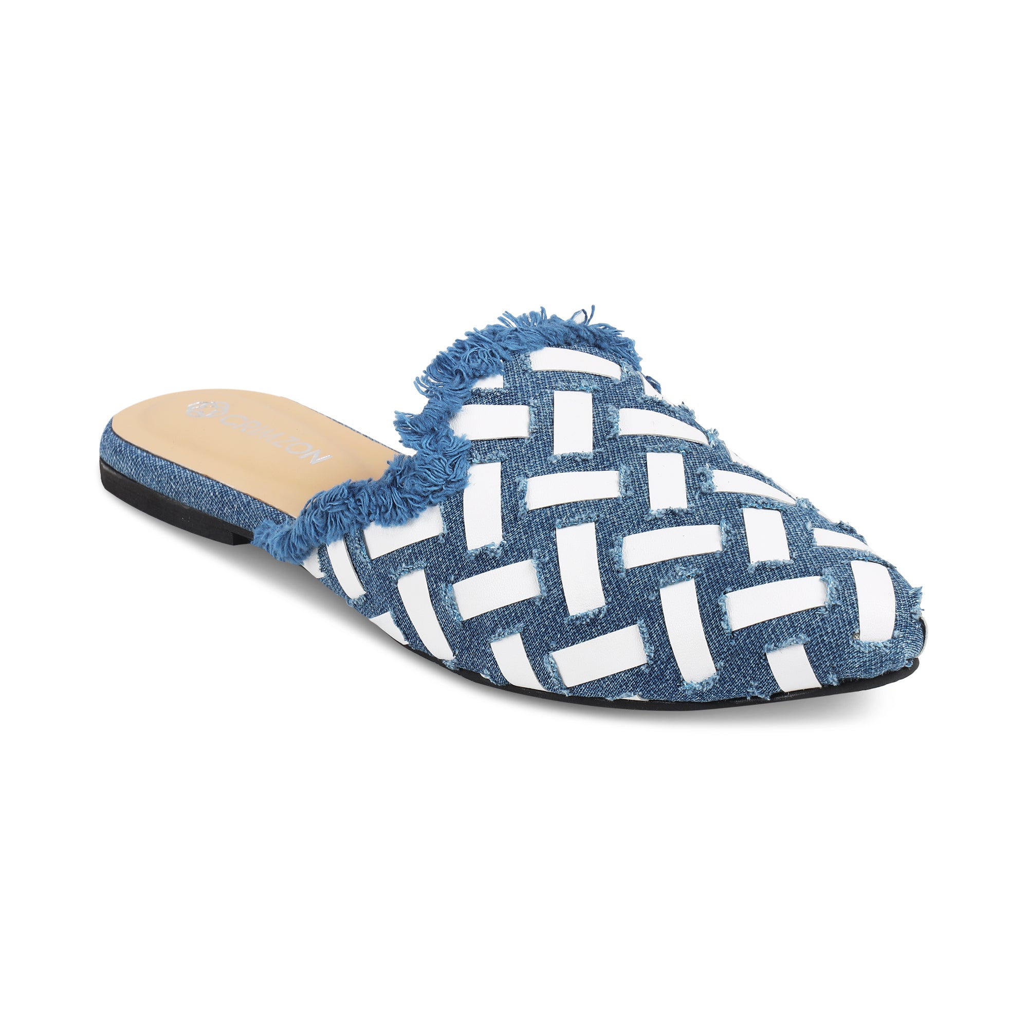 Denim White Flats