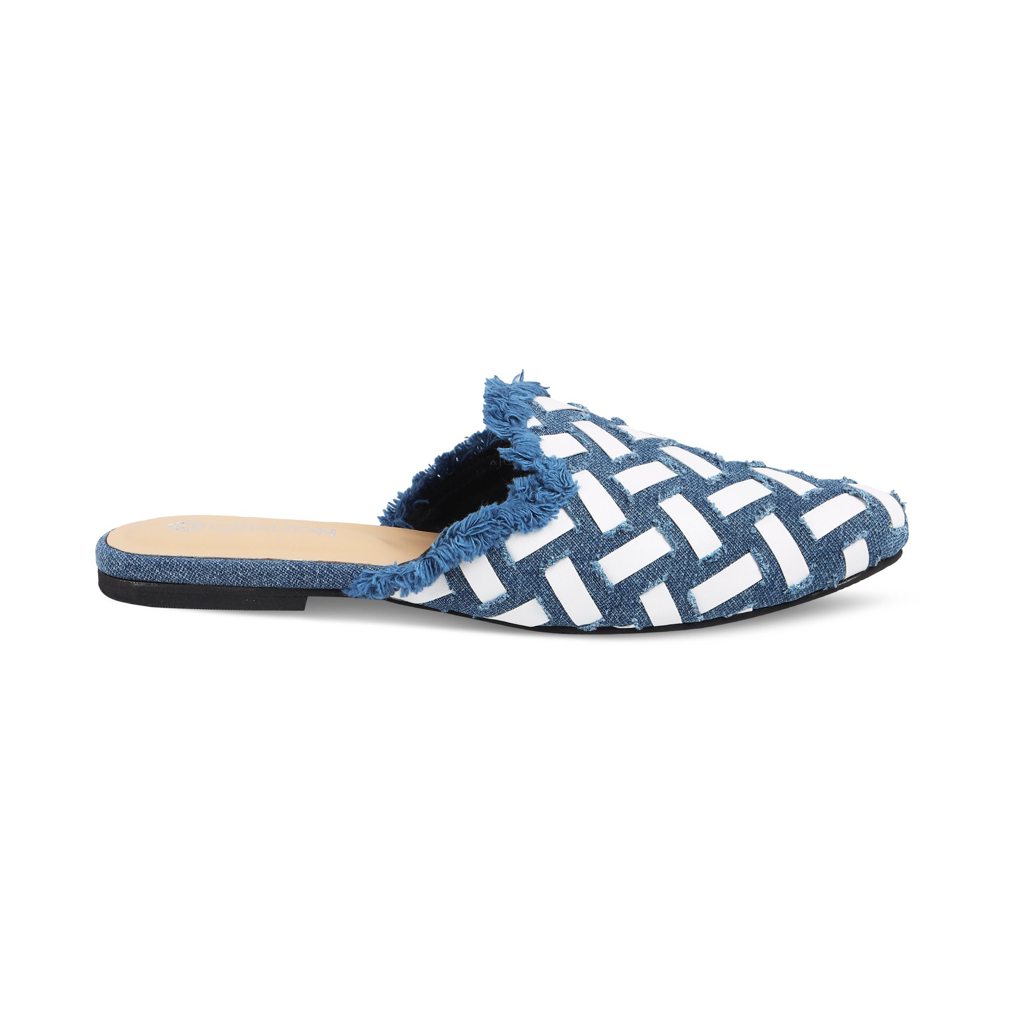 Denim White Flats