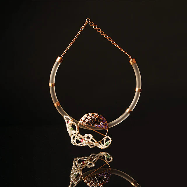 Midnight Moon Gemstone And Pearl Necklace