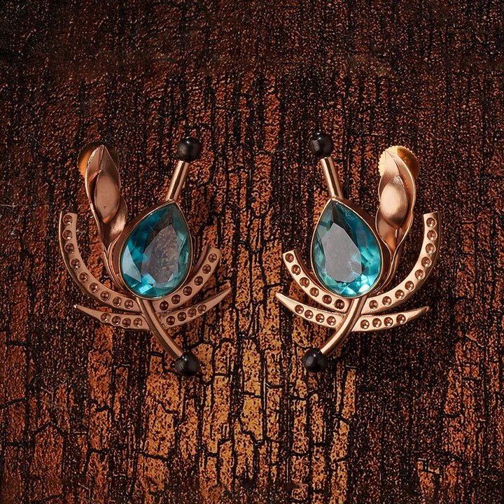 Golden Gale Blue Crystal Stud Earrings