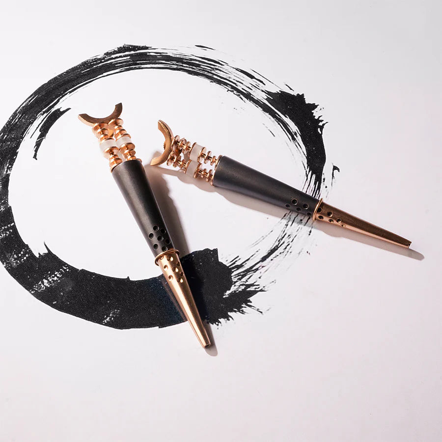 Edge Of Night Gold Plated Spike Earrings Worn