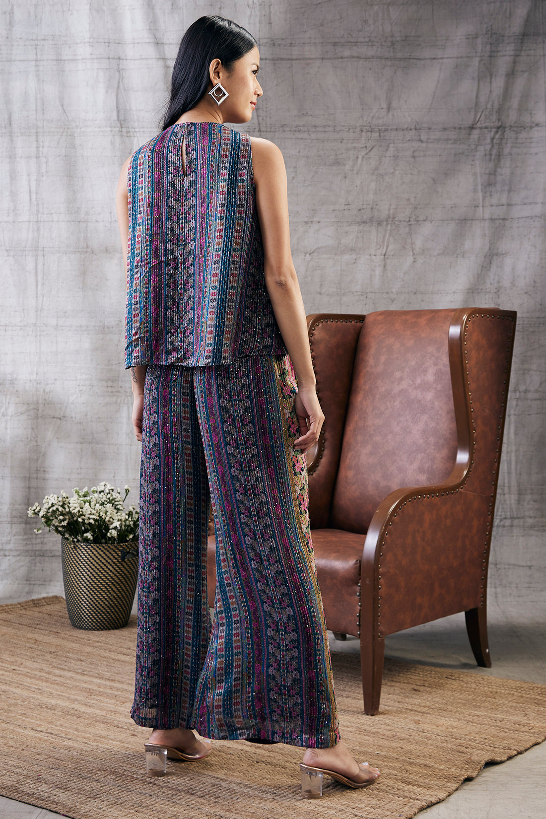 Ikaya Printed Sequin Co-ord Set
