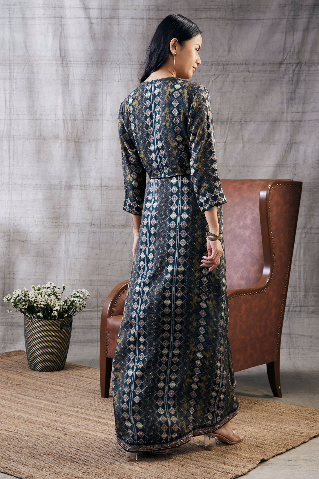 Dilara Embroidered Drape Dress