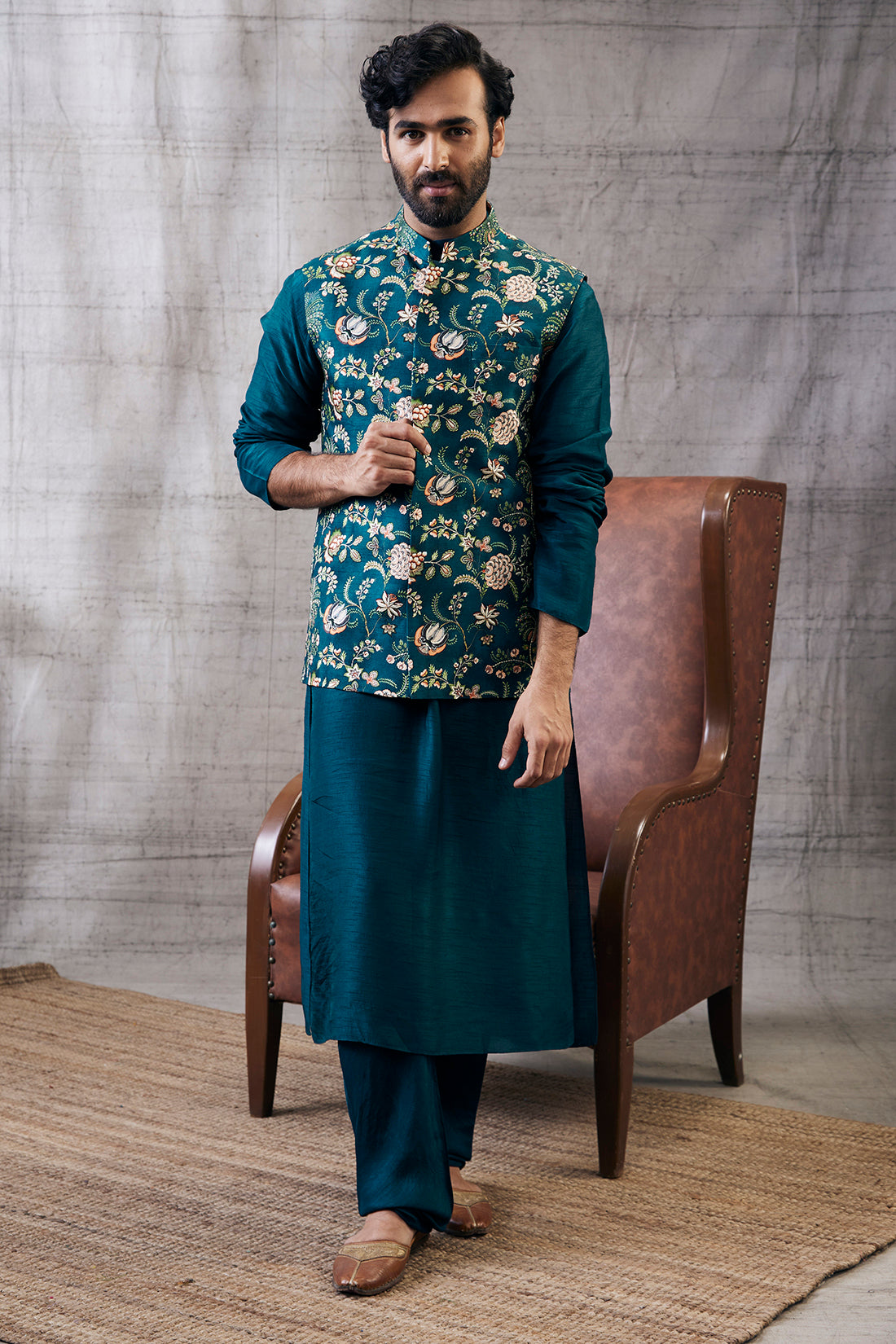 Mehr Printed Bundi With Kurta Set