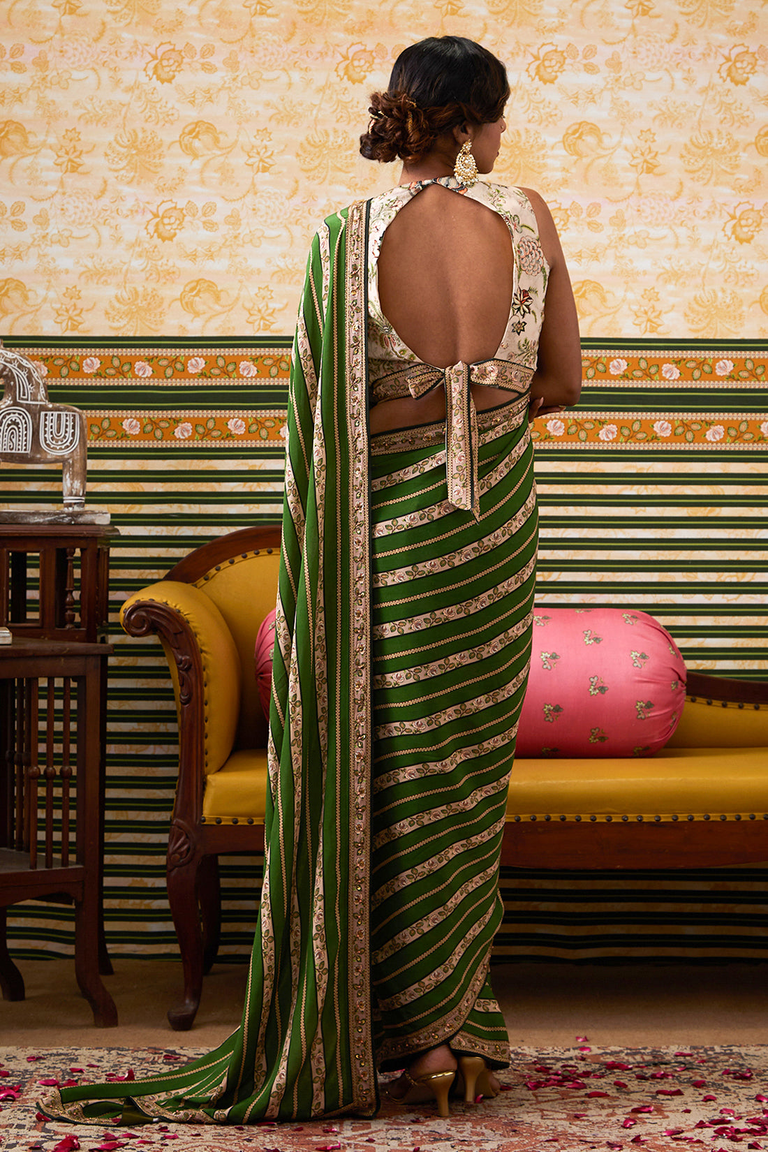 Mehr Embroidered Pre-draped Saree