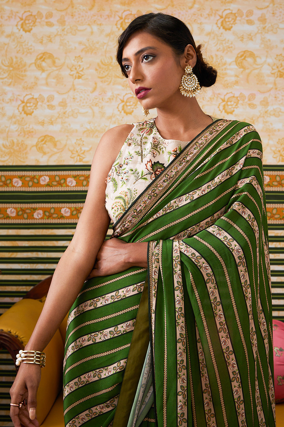 Mehr Embroidered Pre-draped Saree