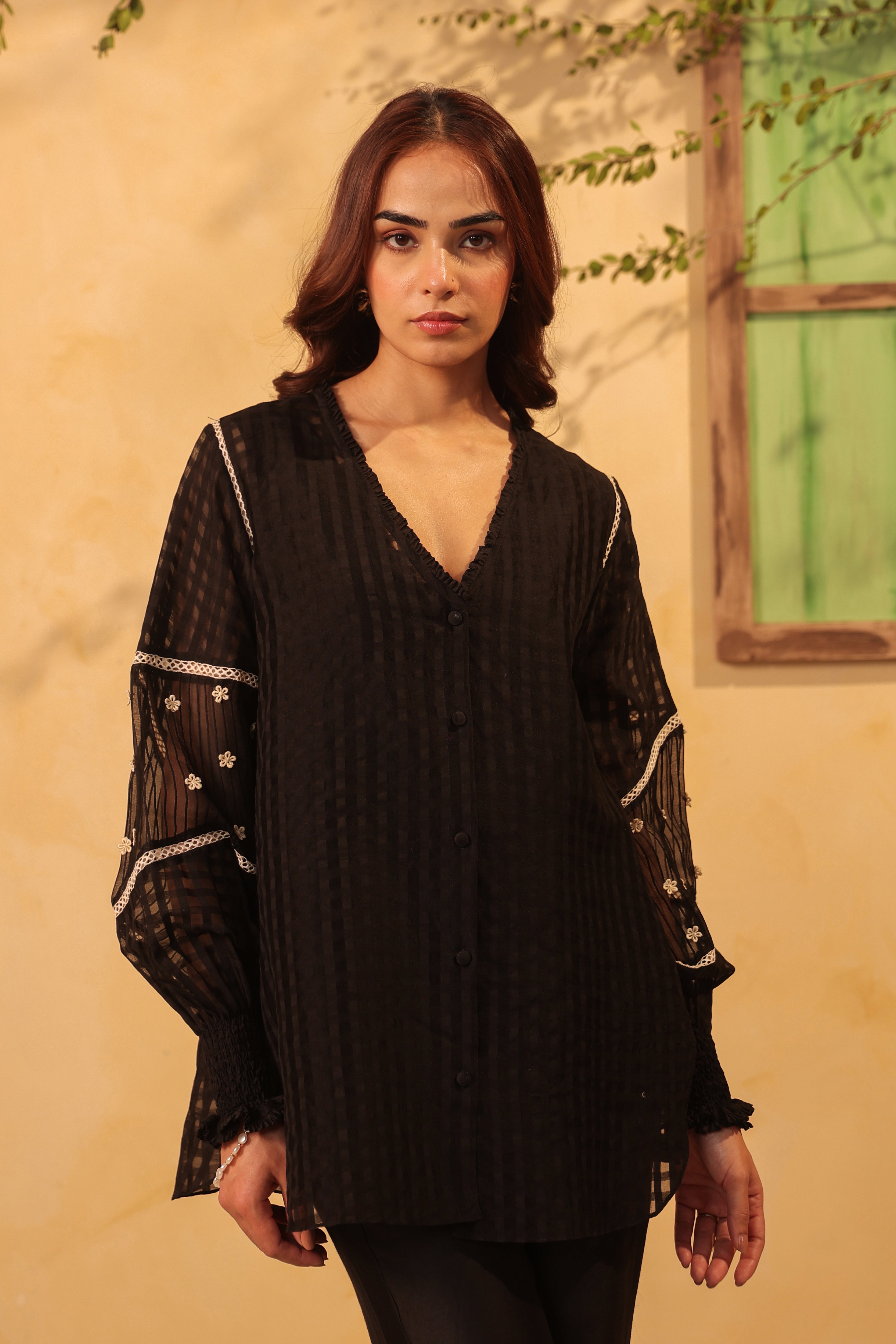 Vaayu Black V Neck Co Ord Set