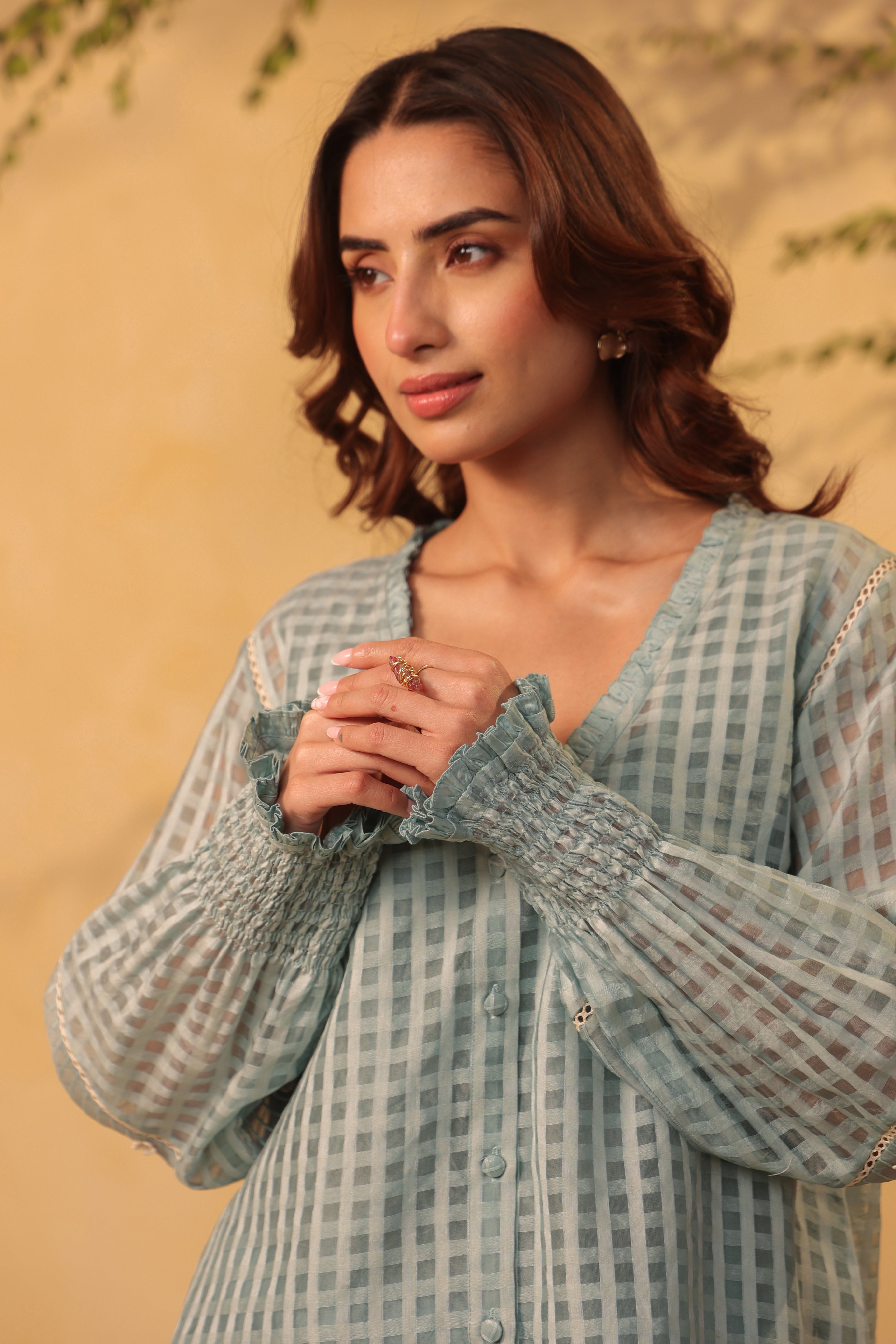 Vaayu Light Blue V Neck Co Ord Set
