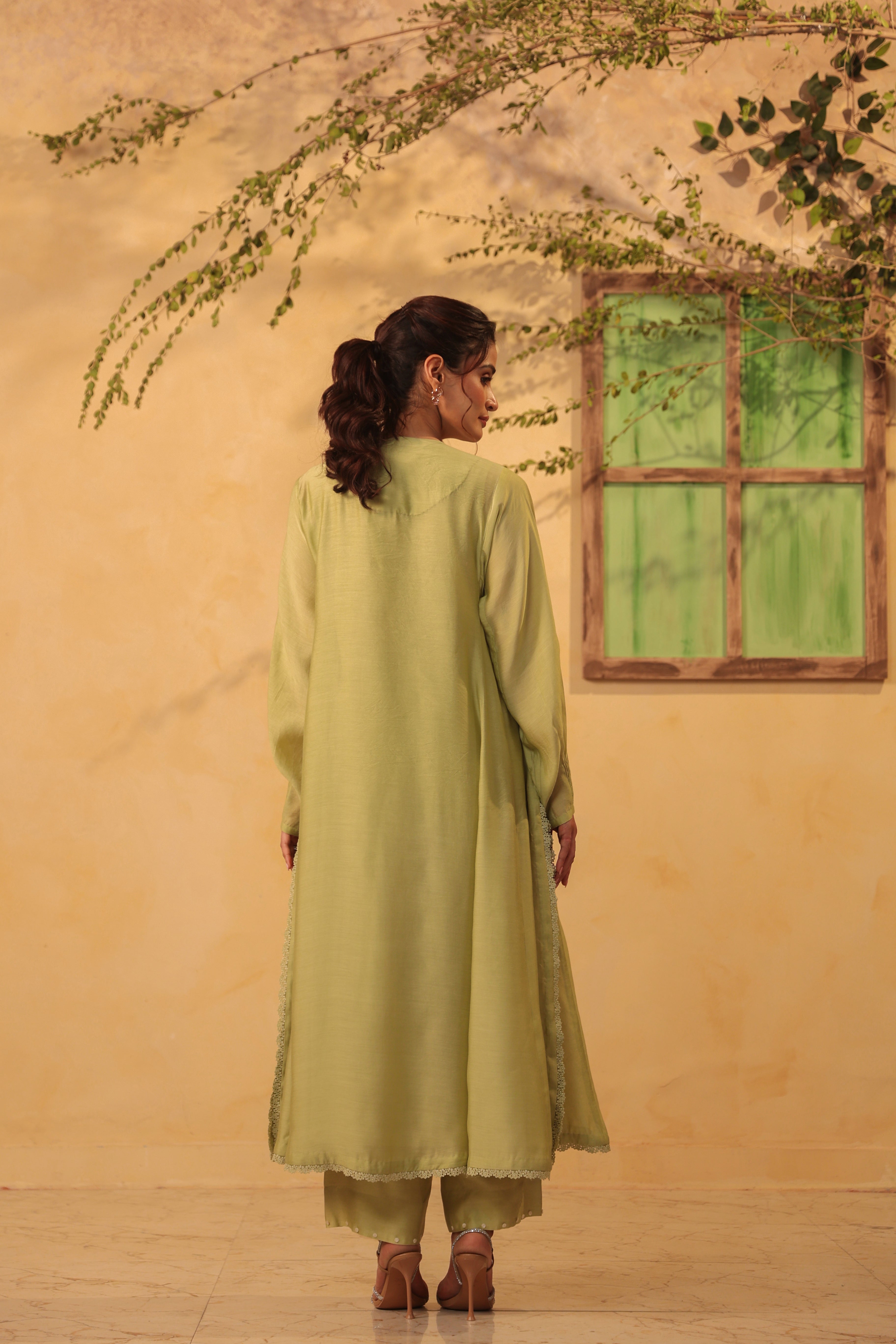 Vaayu Green Jacket Style Kurta Set