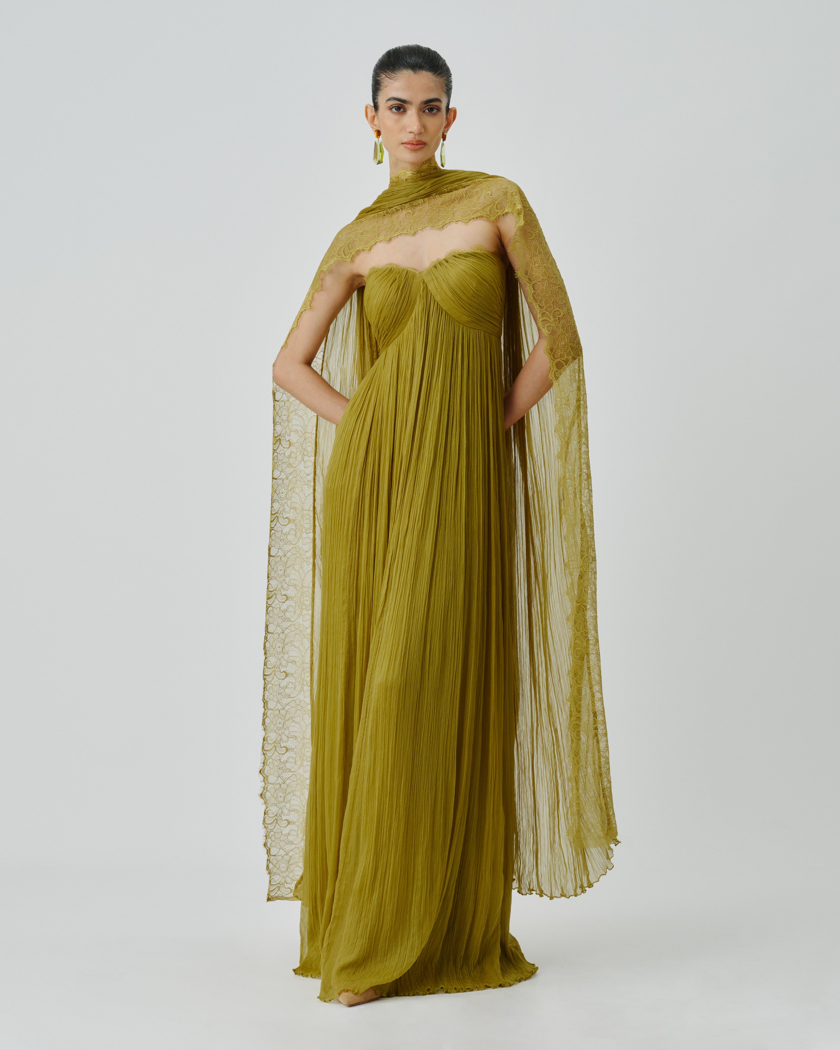 Chartreuse Ruched Dress