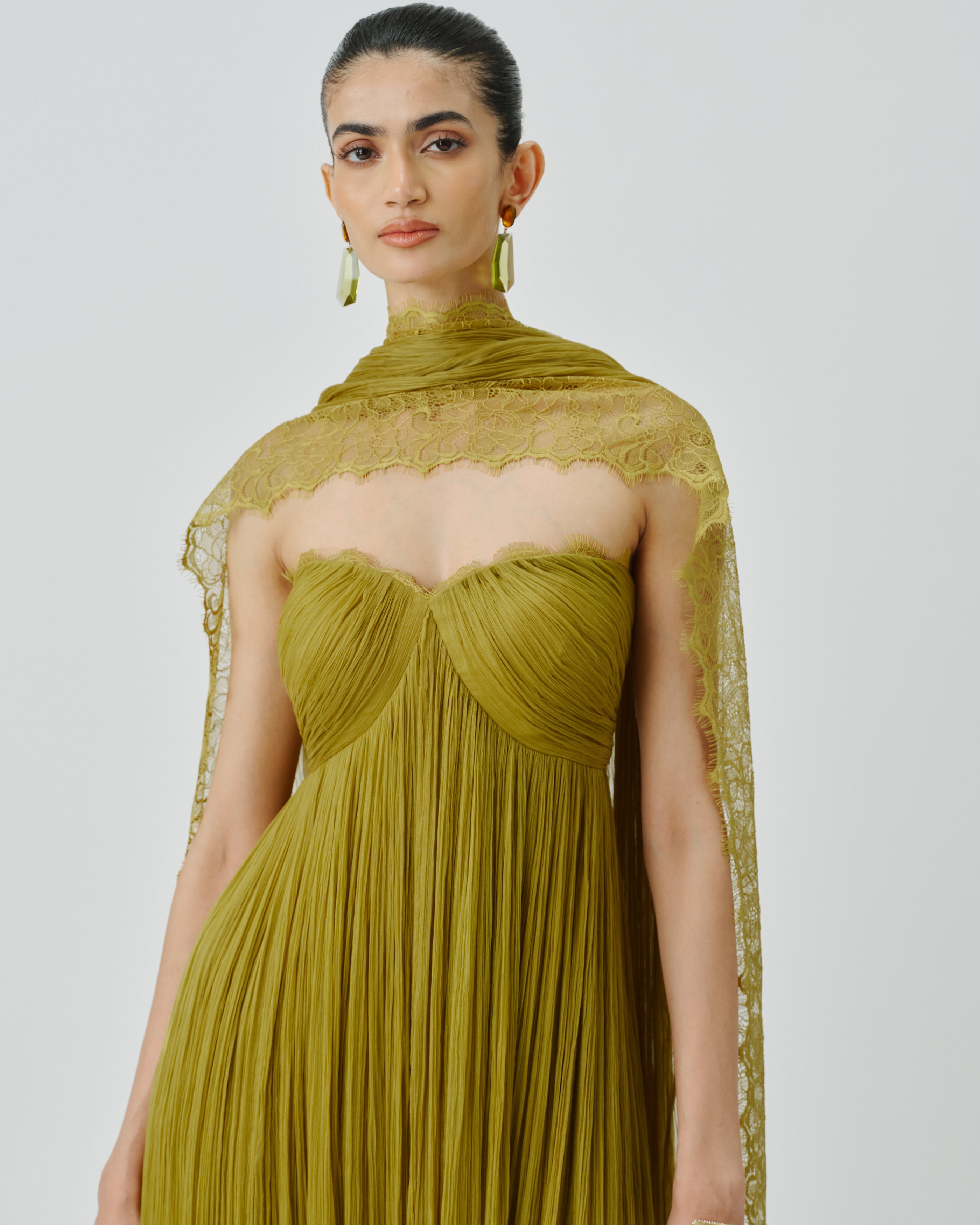 Chartreuse Ruched Dress