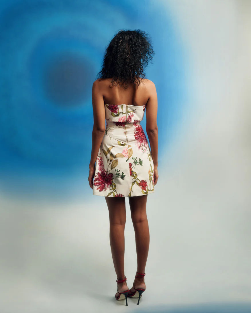 Printed Strapless Mini Dress