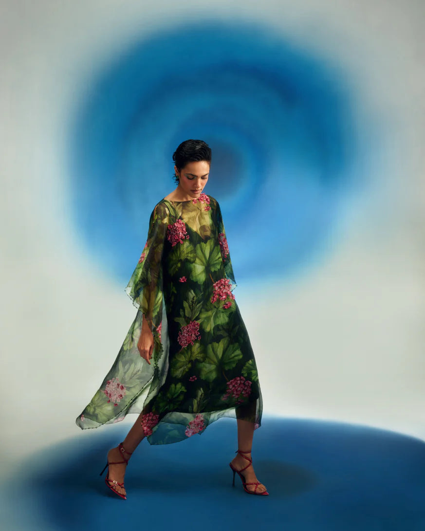 3d Floral Kaftan W/ Slip