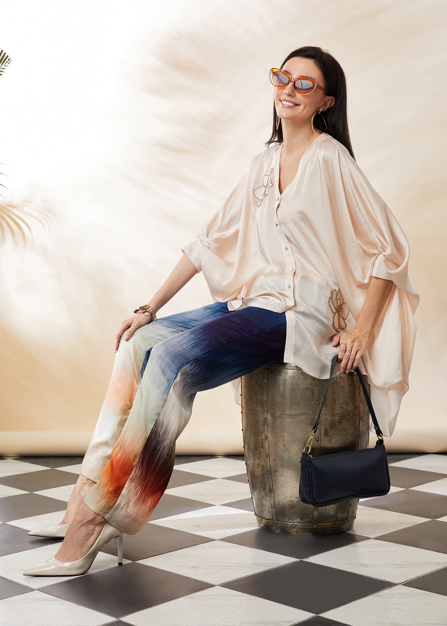 Emb Shirt W/Printed Pant Set