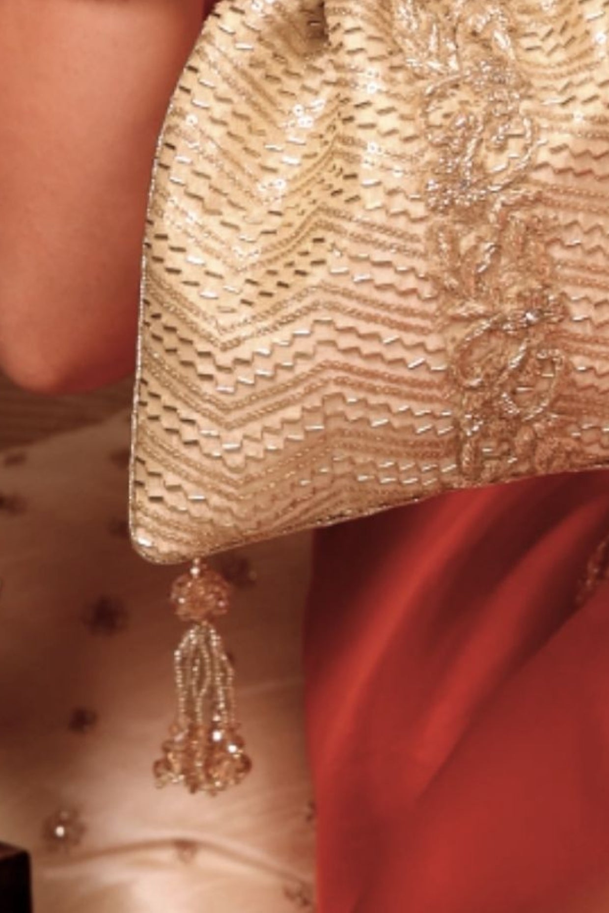 Sunehri Embroidered Top Handle Potli - Gold