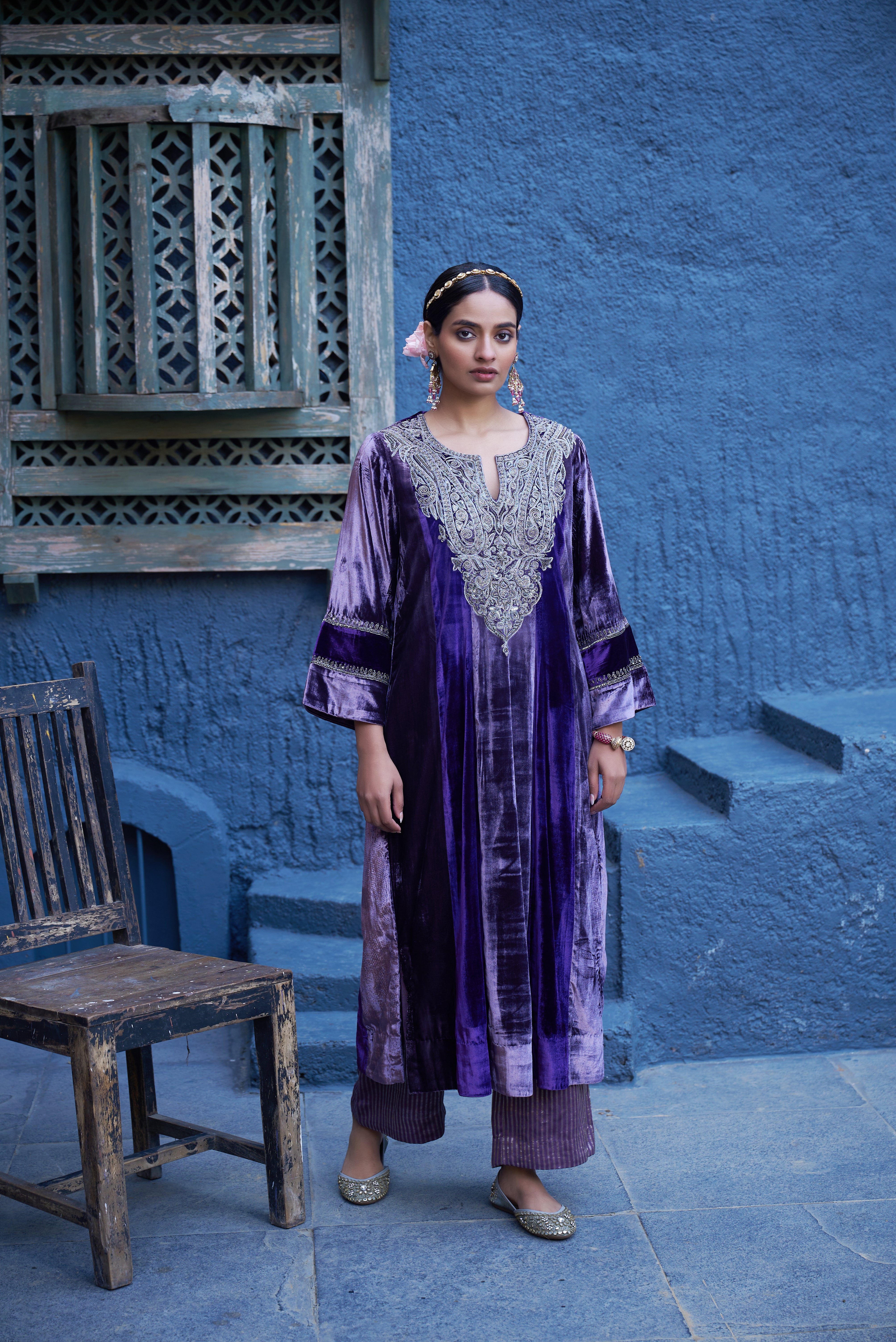 Long Anarkali Kurta With Straight Pants