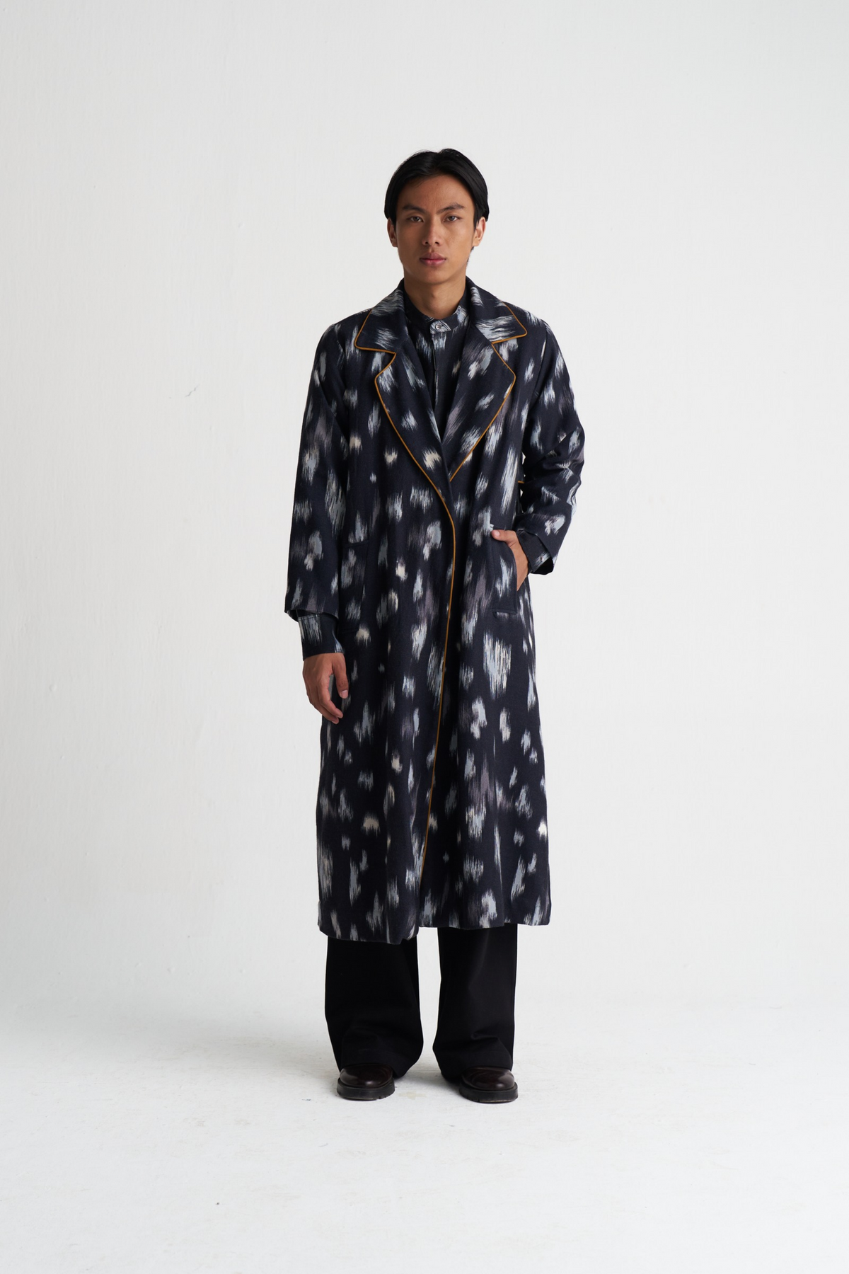 Ikat Print Woollen Trench Co-ord (set Of 2)