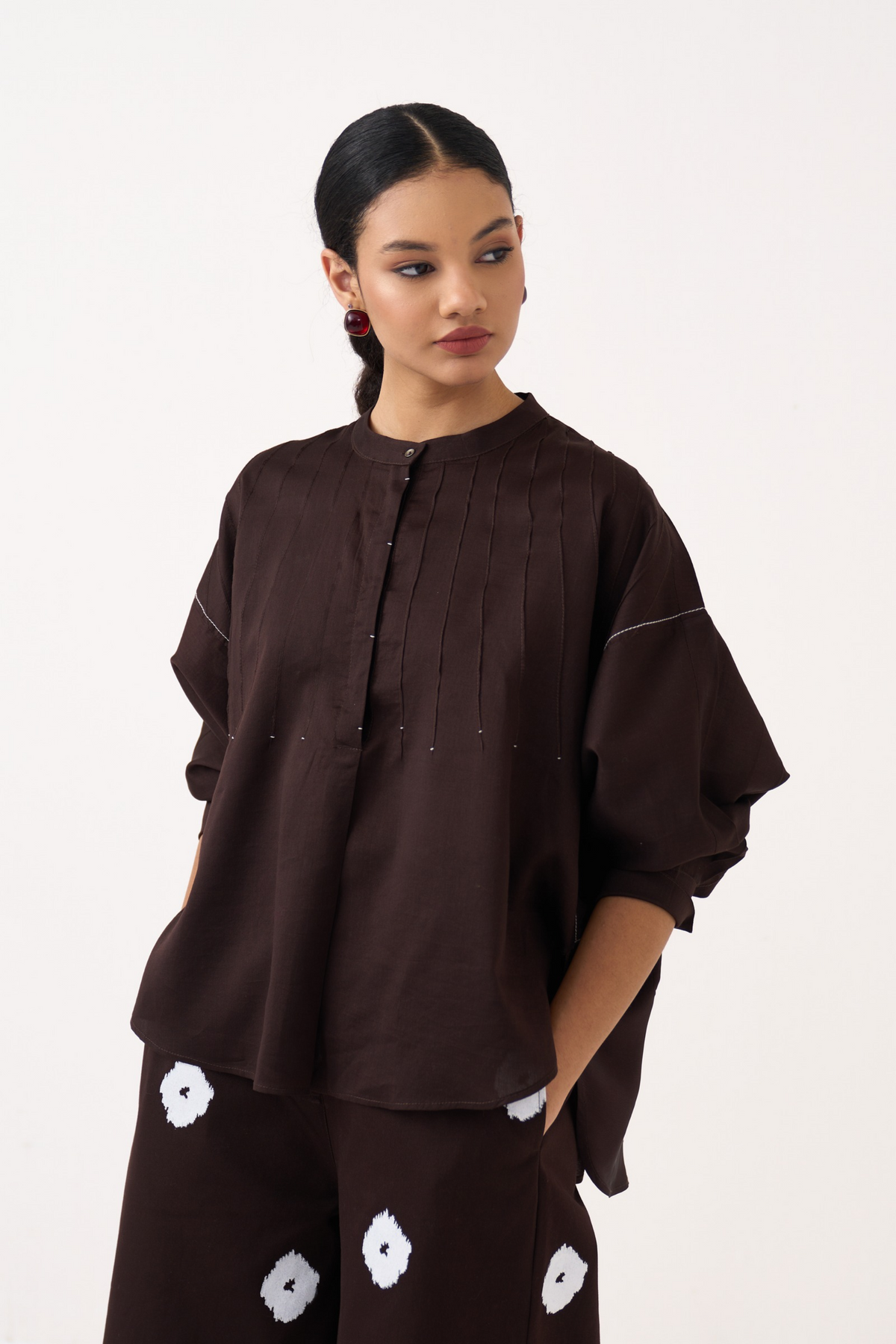 Pintuck Bat Sleeve Top Co-ord (set Of 2)