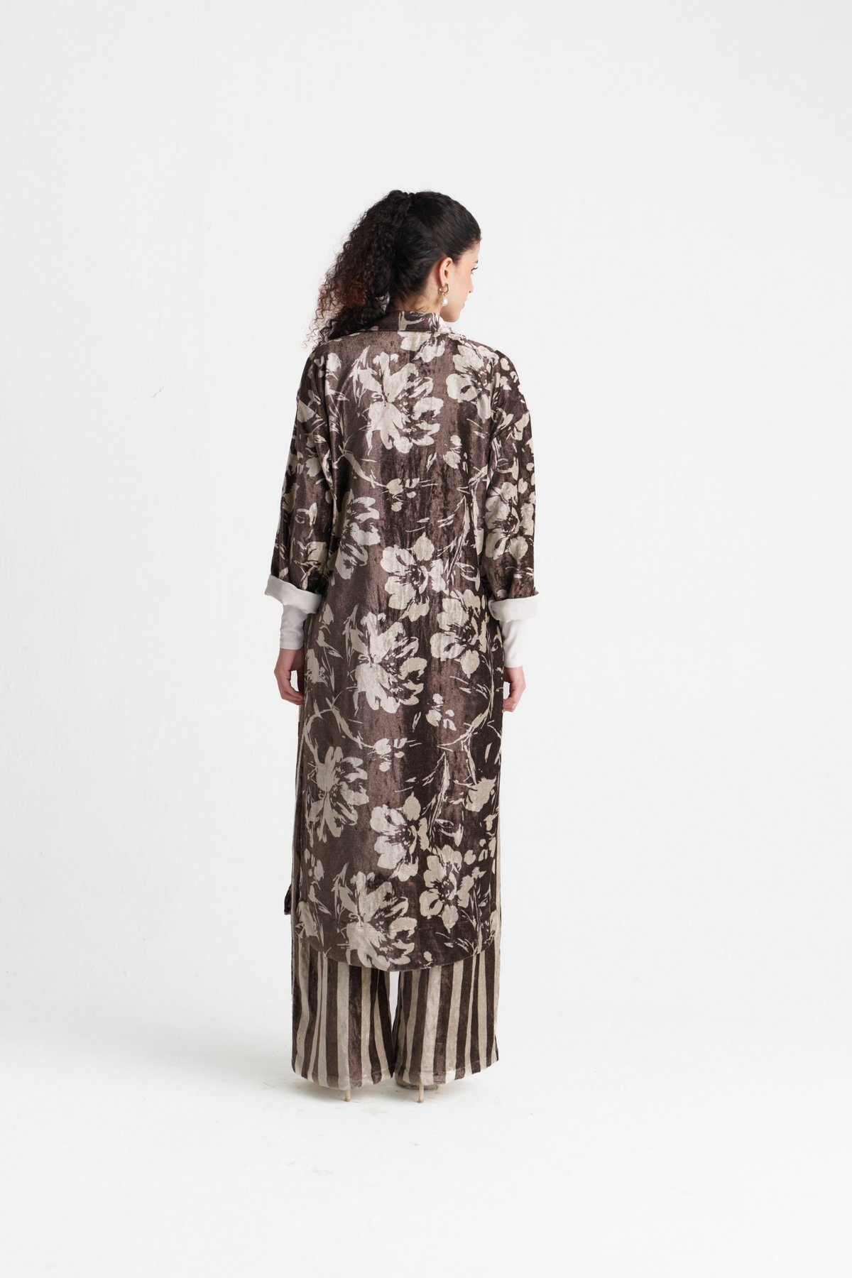 Velvet Floral Overlap Kaftan Co-ord (set Of 2)