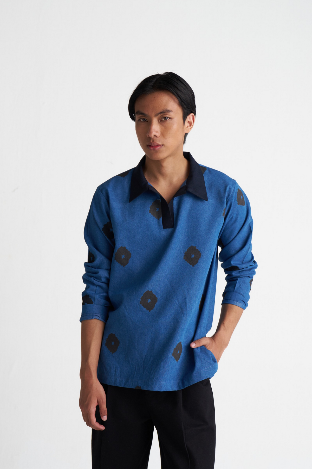 Block Print Denim Shirt Co-ord (set Of 2)
