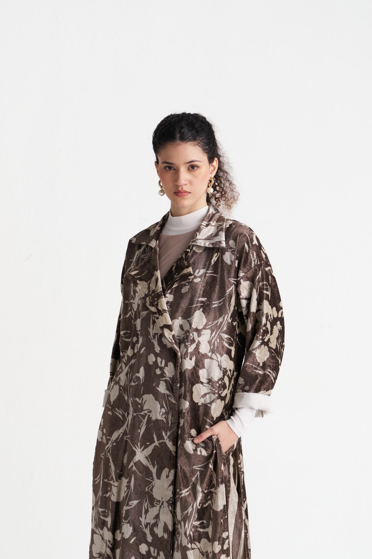 Velvet Floral Overlap Kaftan Co-ord (set Of 2)